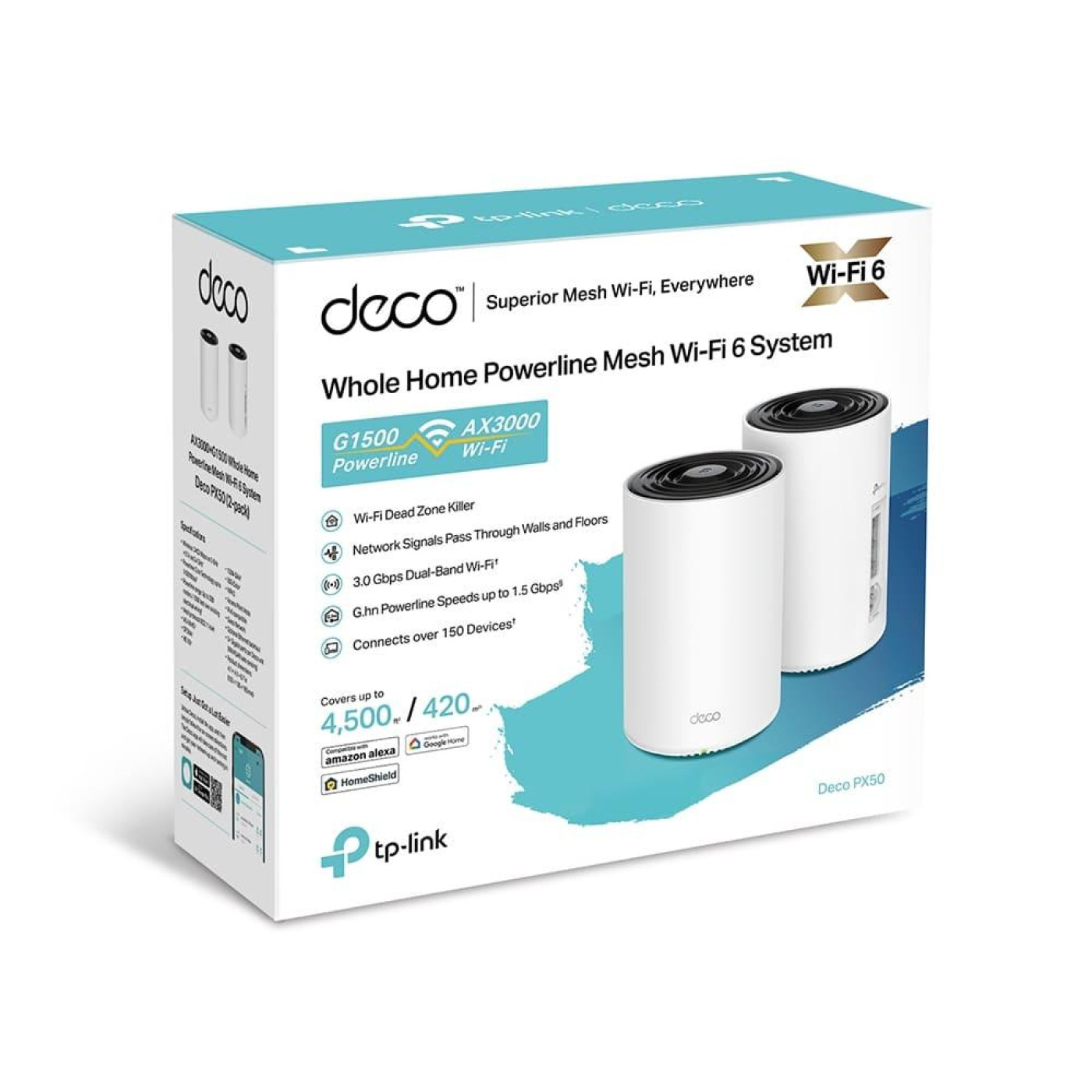 MESH-система TP-Link mesh Deco PX50 AX3000 2Pcs White 802.11ax (Deco-PX50-2-pack)
