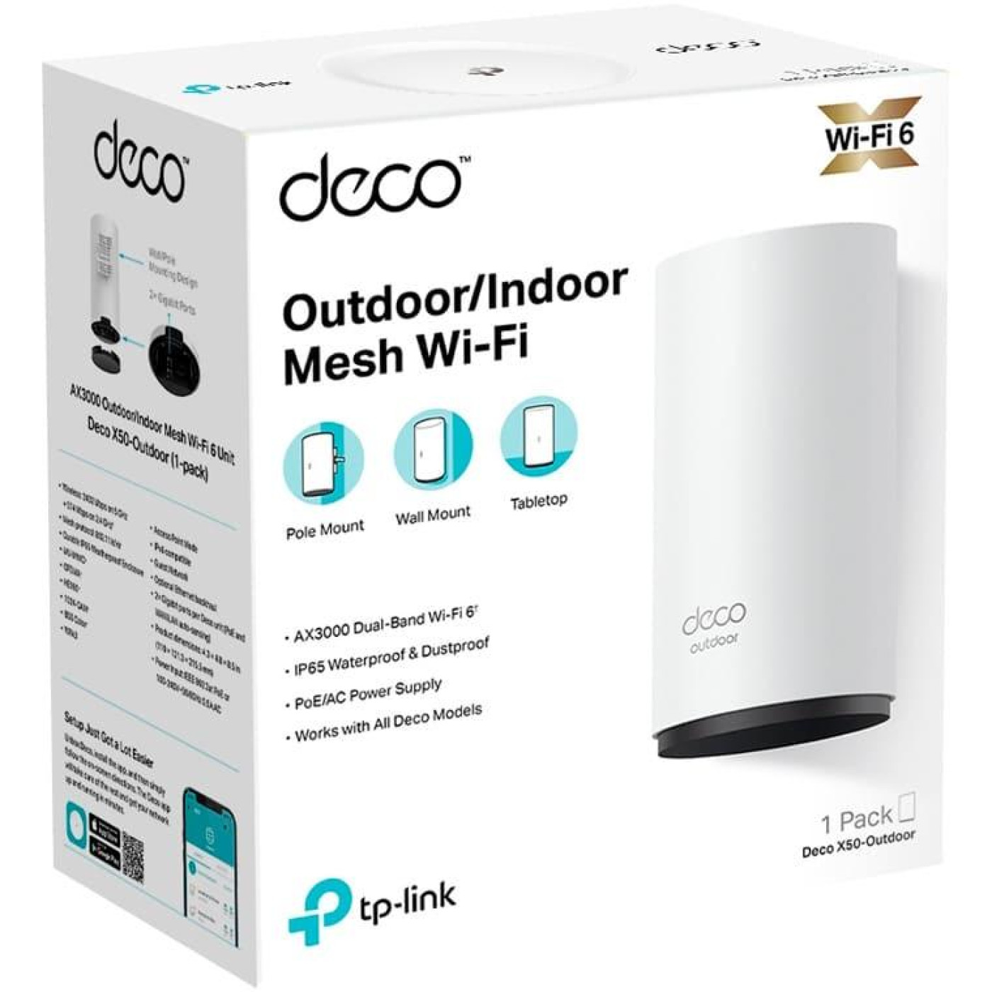 MESH-система TP-Link WiFi-Mesh Deco X50 AX3000, 2xGE LANWAN, 1мод, зовнишня (Deco-X50-Outdoor-1-pack)