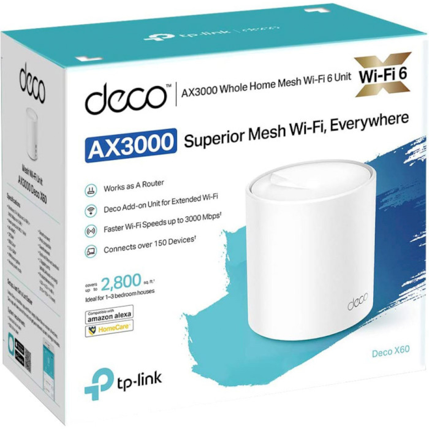 MESH-система TP-Link mesh Deco X60 AX3000 1Pc White 802.11ax (Deco-X60-1-pack)