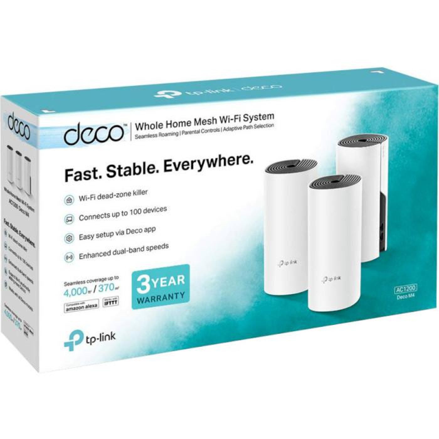 MESH-система TP-Link mesh Deco E4 AC1200 3Pcs White 802.11ac (DECO-E4-3-PACK)