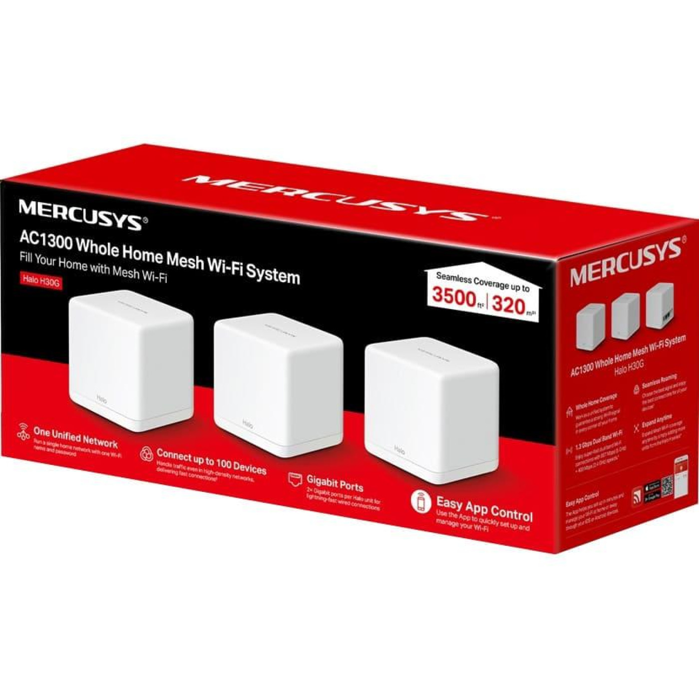 MESH-система Mercusys mesh Halo H30G AC1200 3Pcs White 802.11ac (Halo-H30G-3-pack)
