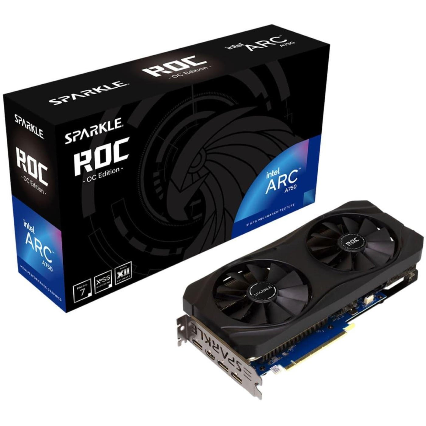 Відеокарта SPARKLE Intel Arc A750 ROC OC 8Gb (SA750R-8GOC) (GDDR6, 256 bit, PCI-E v4.0 x8)