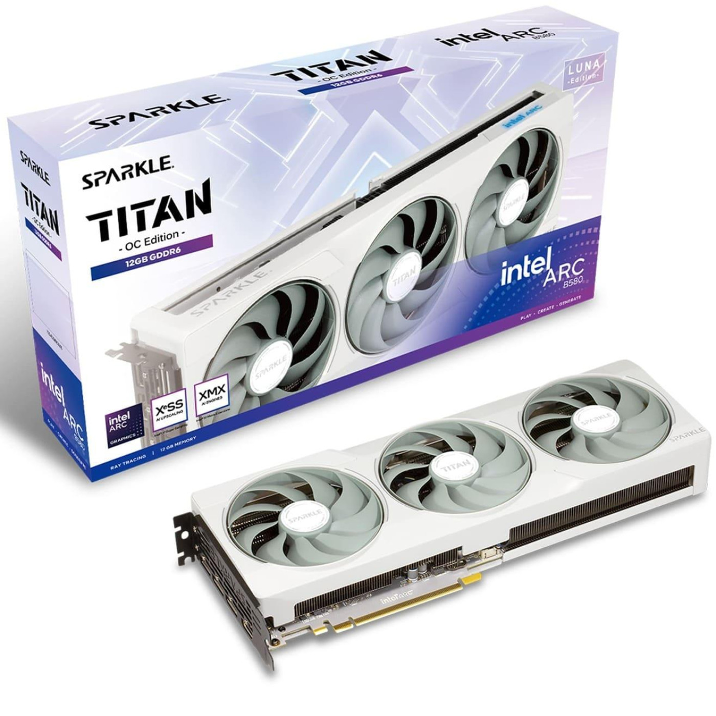 Відеокарта SPARKLE Intel Arc B580 TITAN Luna OC 12Gb (SB580TW-12GOC) (GDDR6, 192 bit, PCI-E v4.0 x8)
