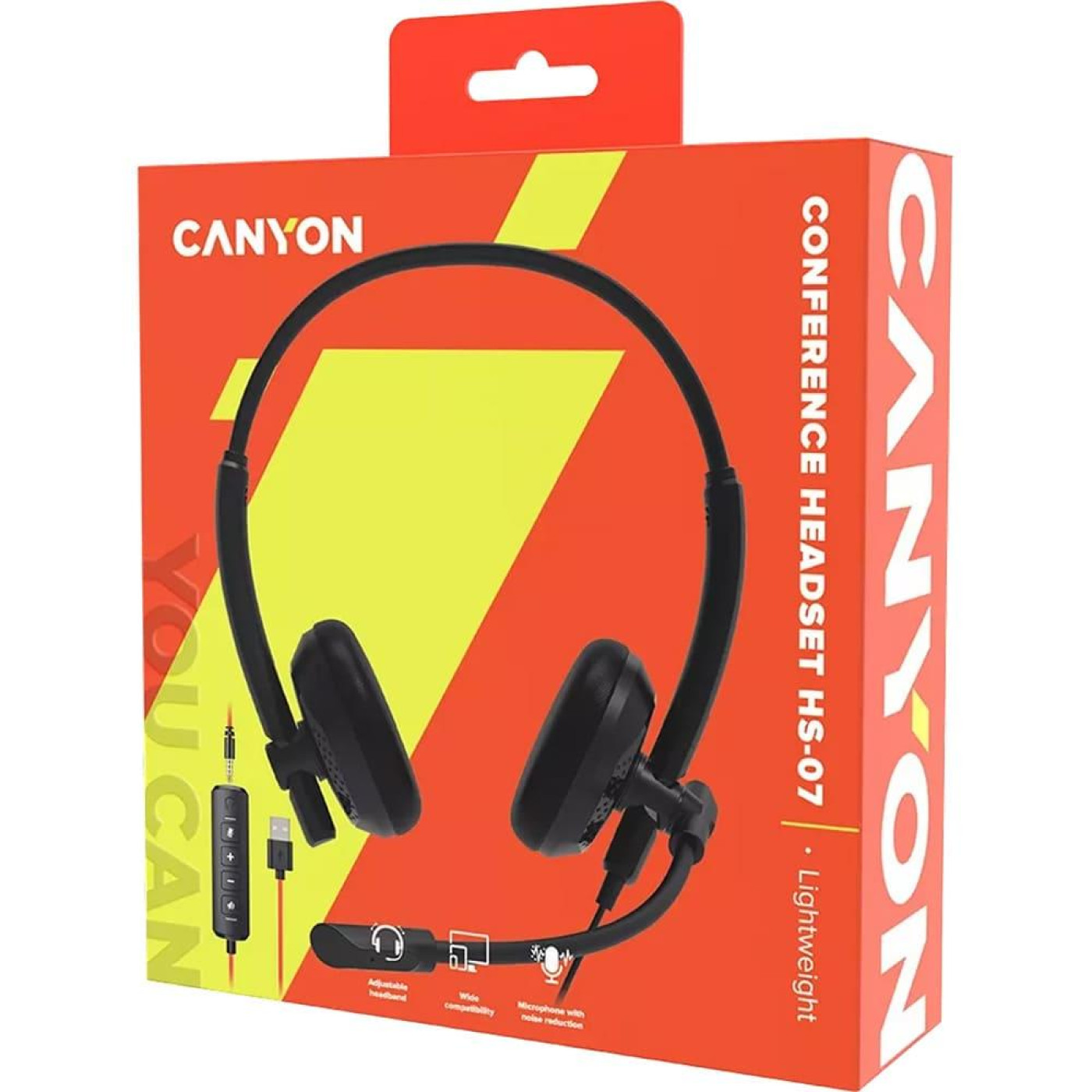 Гарнітура Canyon PC HS-07 PC Mic 3.5/USB Flat 2.8m Black (CNS-HS07B)