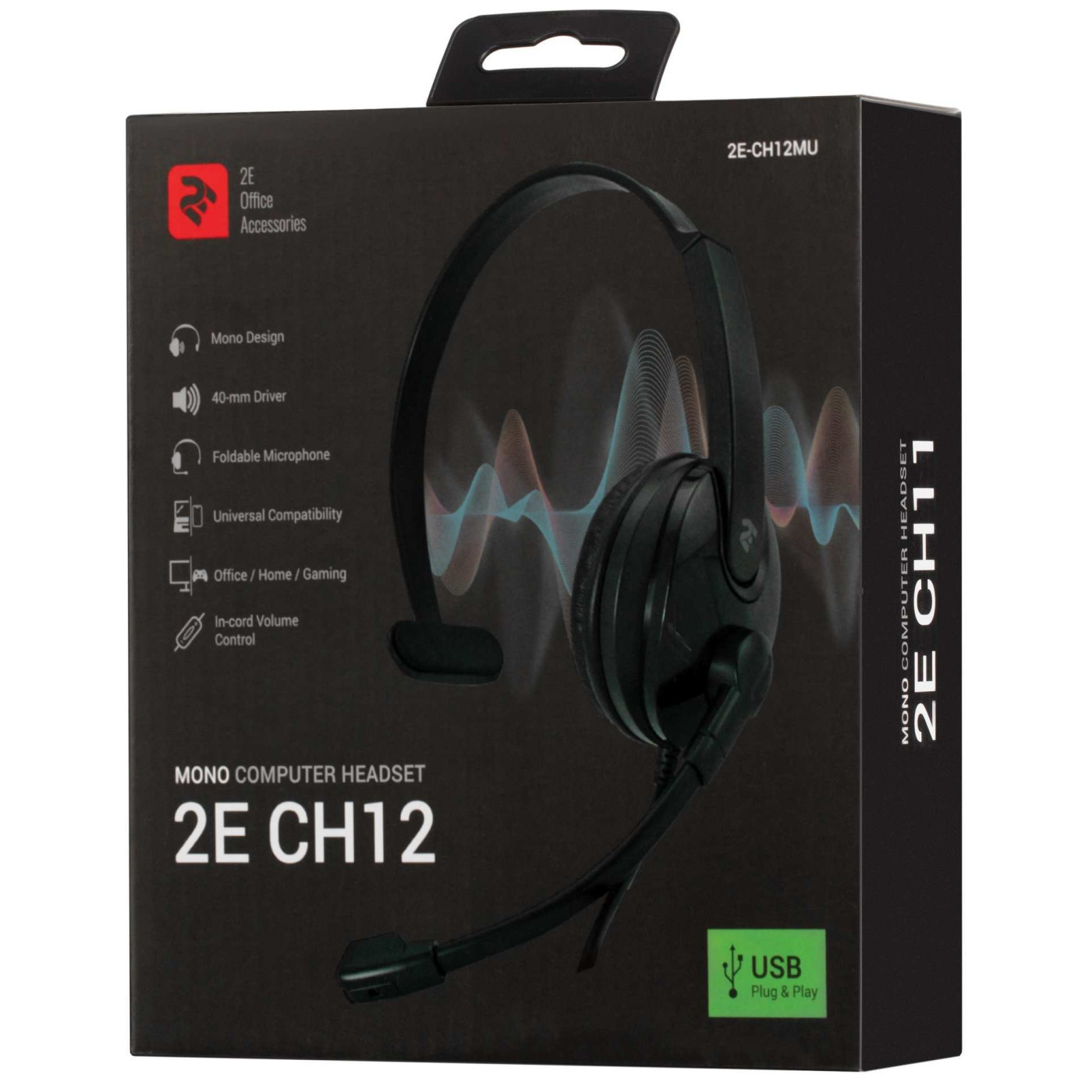 Спеціалізована гарнітура 2E CH12MU Mono On-Ear USB (2E-CH12MU)