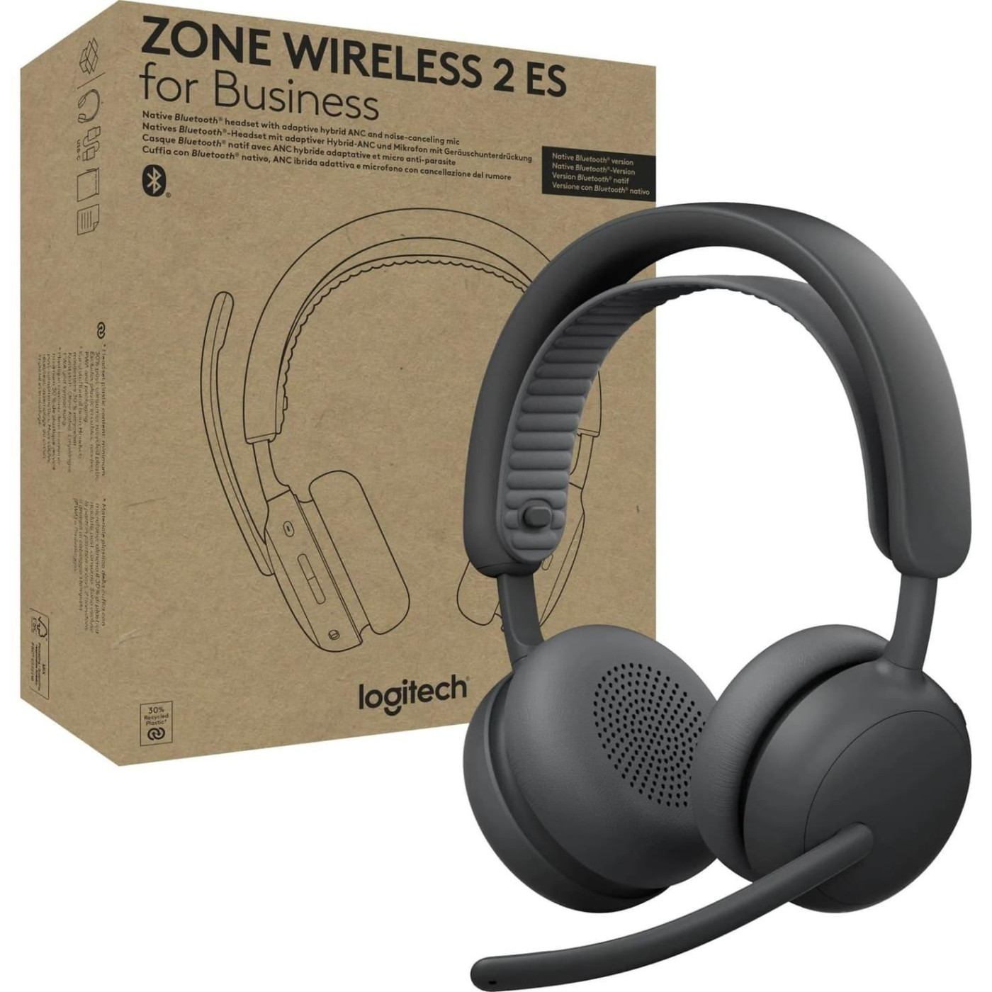 Гарнітура Logitech Zone Wireless 2 ES Headset for Business Graphite (981-001512)