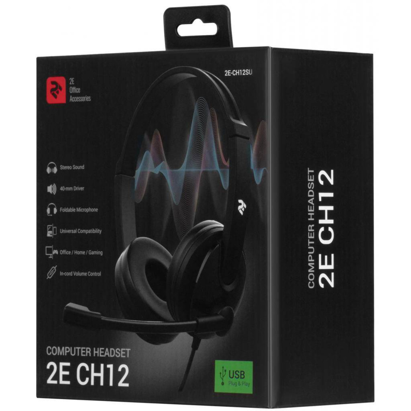 Гарнитура 2E CH12 On-Ear USB Black (2E-CH12SU)