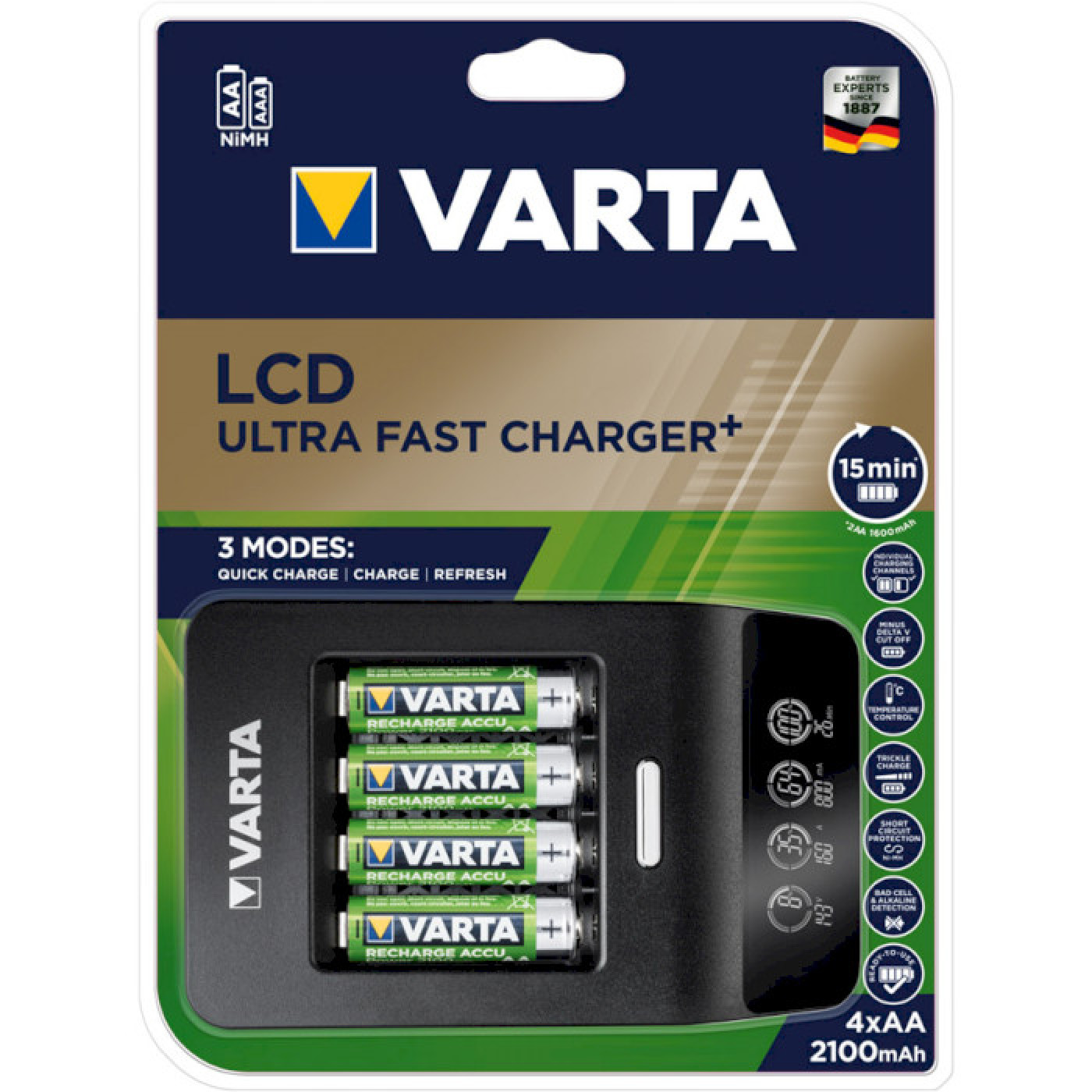 Зарядное устройство Varta LCD Ultra Fast Plus Charger + 4xAA 2100 mAh (57685101441)