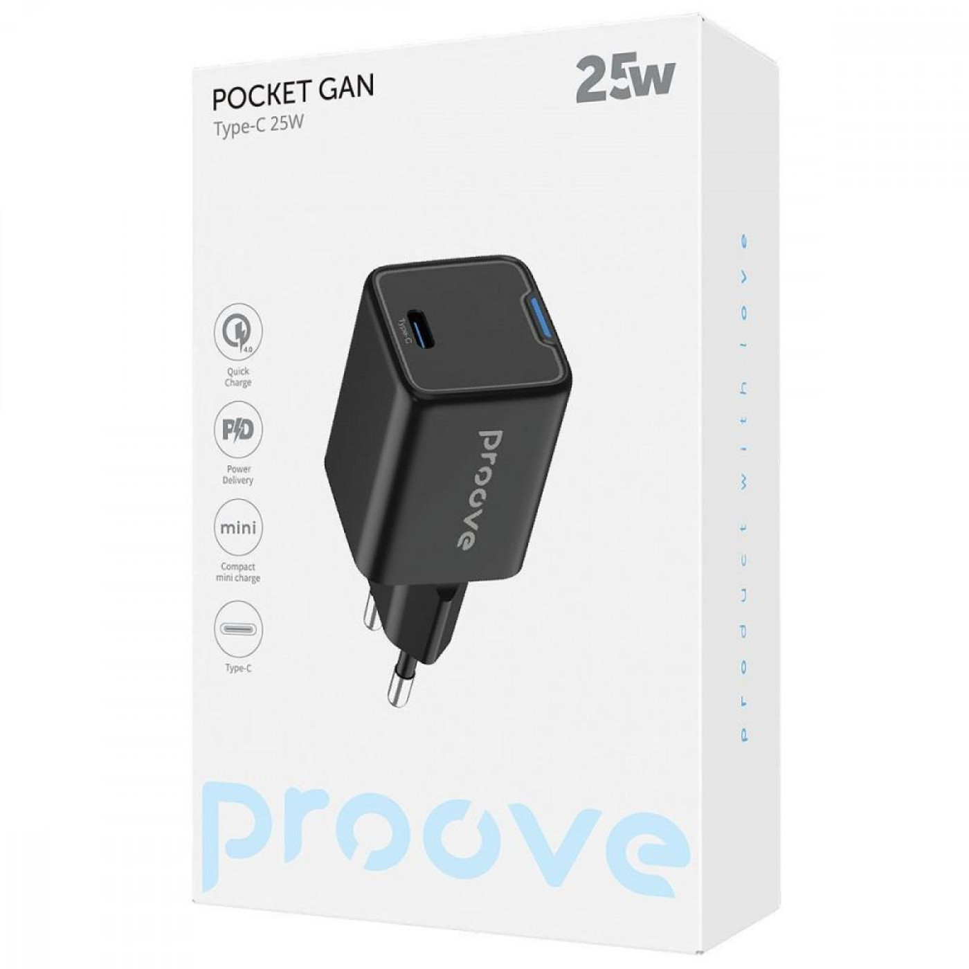 Зарядное устройство Proove Pocket GaN 25W (Type-C) black (WCPG25010201)