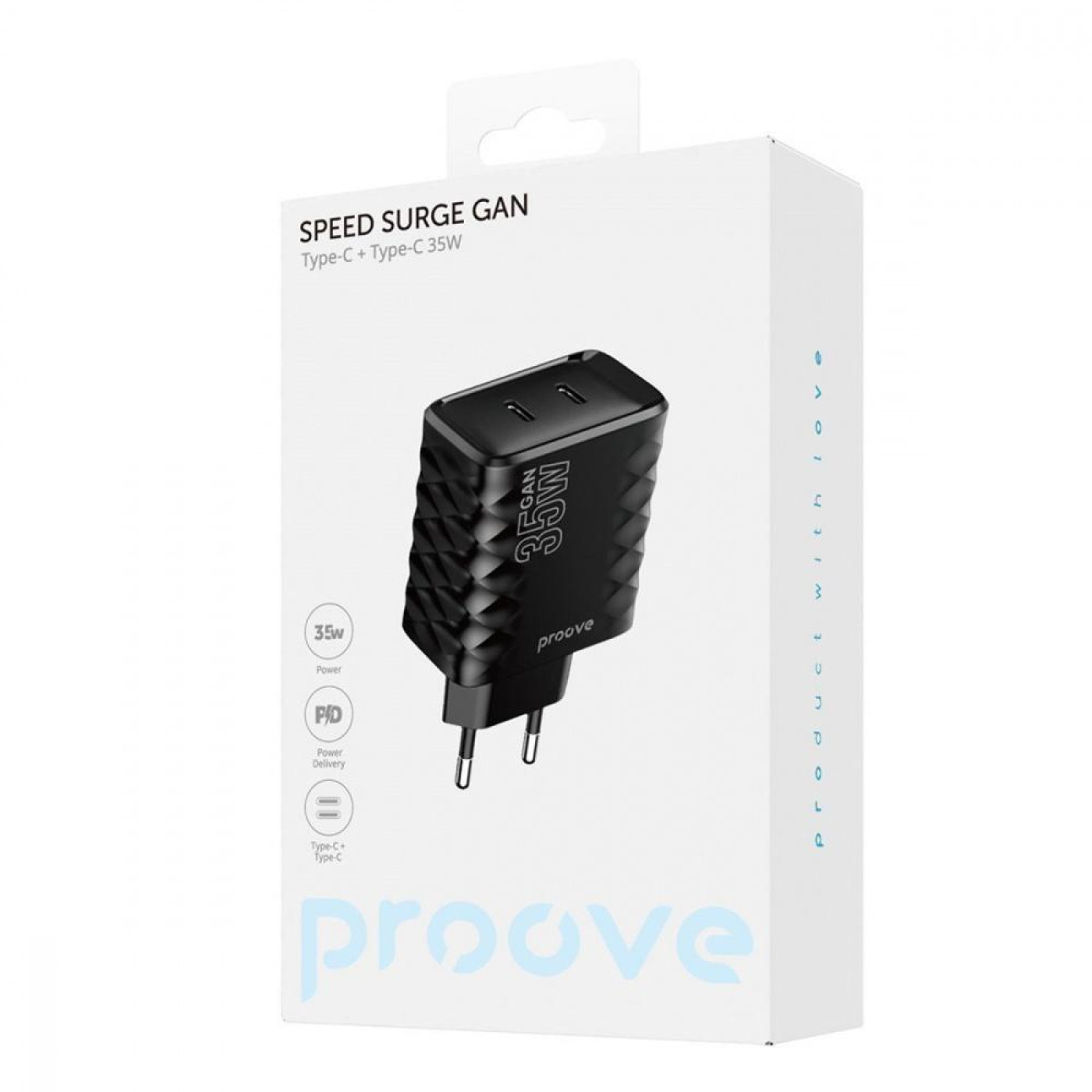 Зарядное устройство Proove Speed Surge Gan 35W (Type-C + Type-C) black (WCSS30020001)