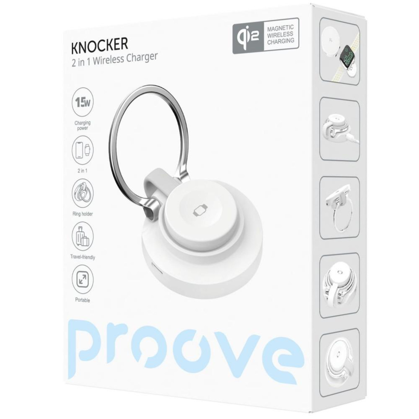 Бездротовий ЗП Proove Knocker 2 in 1 Qi2 white