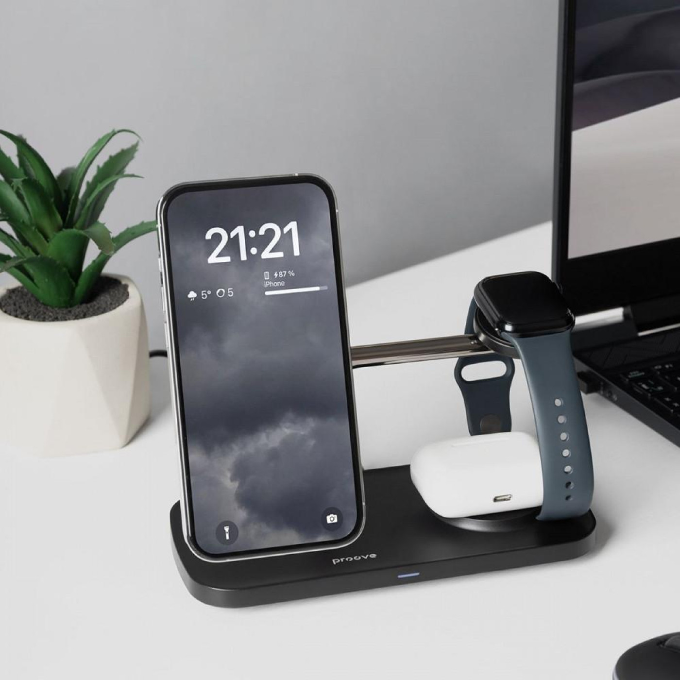 Бездротовий ЗП Proove Magnetic Field Pro 3 in 1 Qi2 black