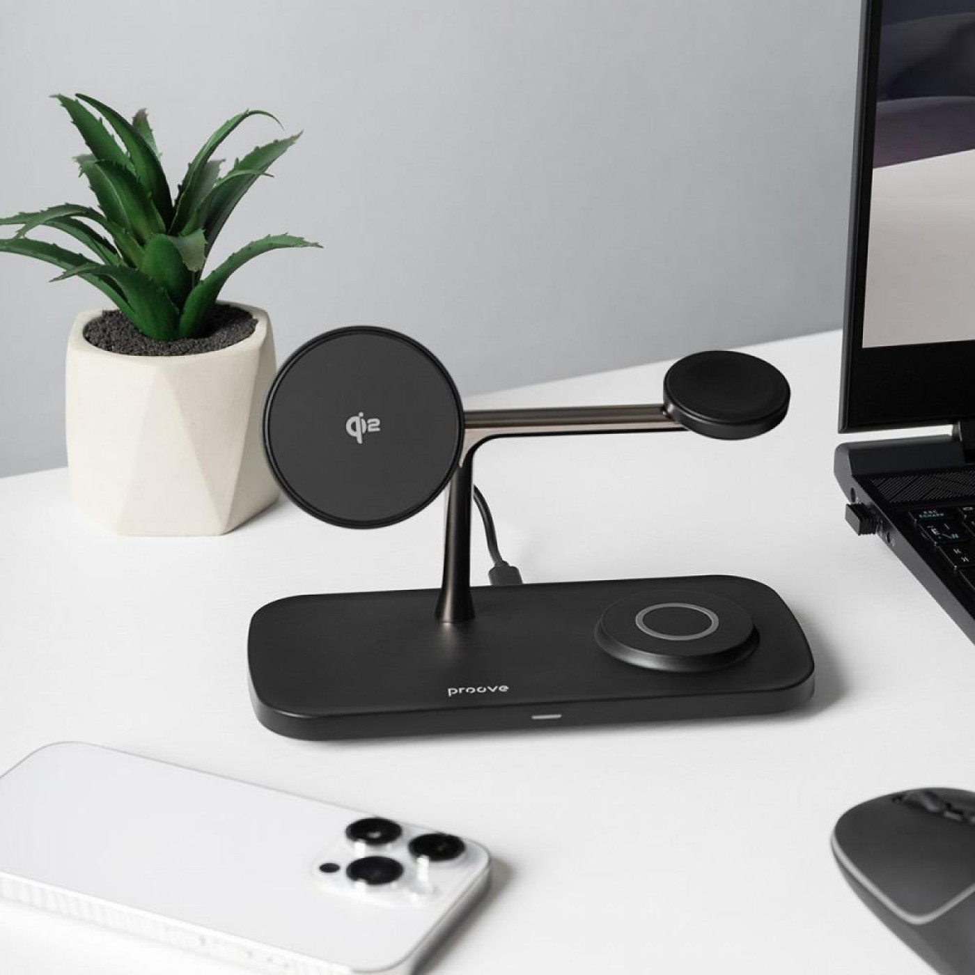Бездротовий ЗП Proove Magnetic Field Pro 3 in 1 Qi2 black