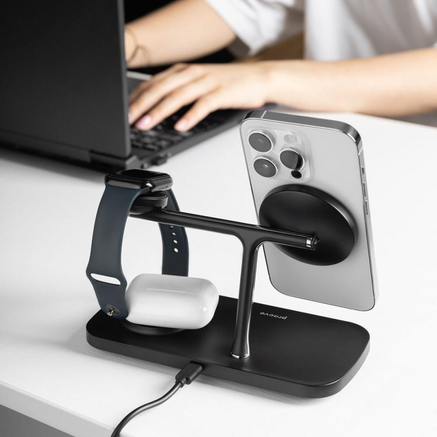 Бездротовий ЗП Proove Magnetic Field Pro 3 in 1 Qi2 black