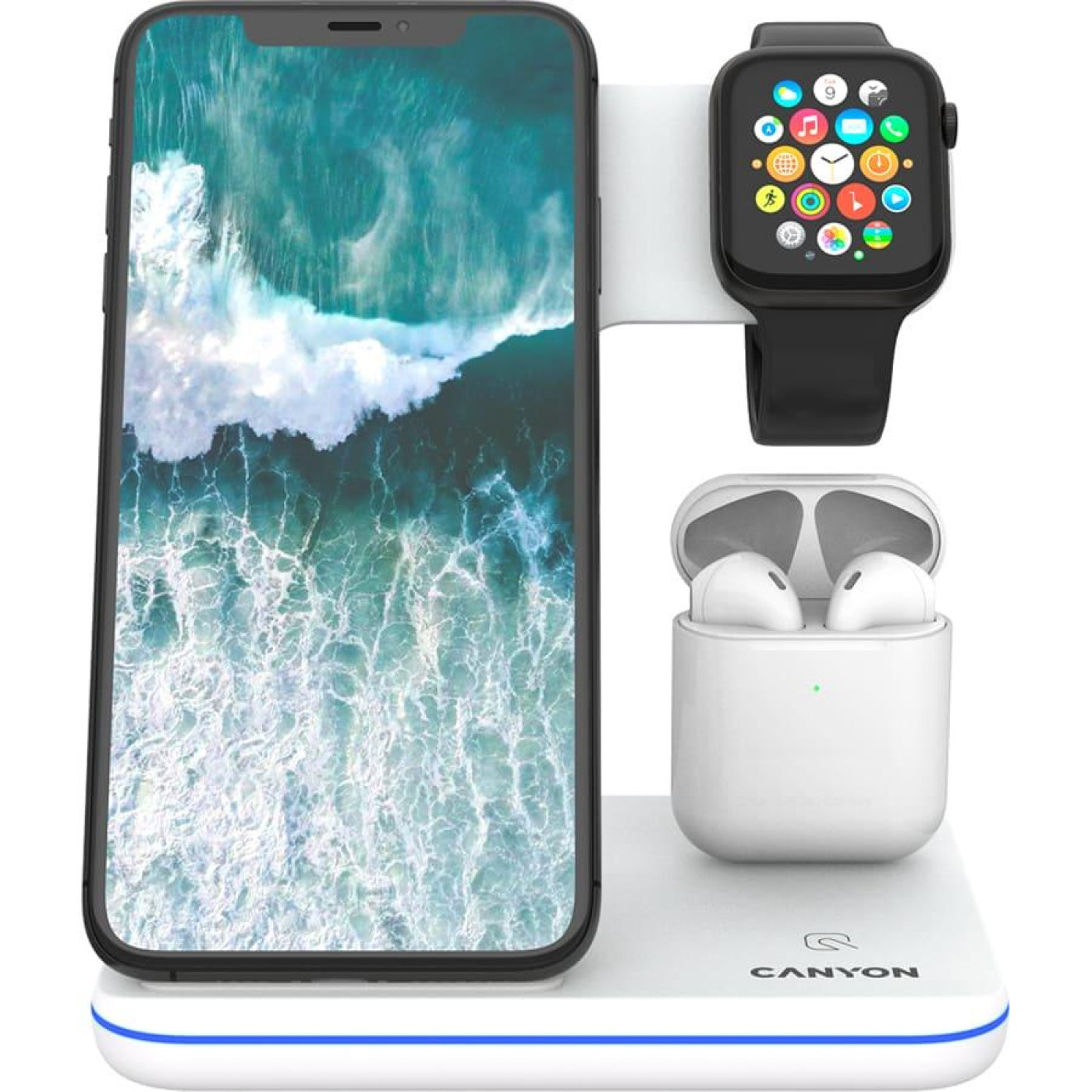 Зарядний пристрій Canyon WS-302 3 в 1 QI White (CNS-WCS302W)