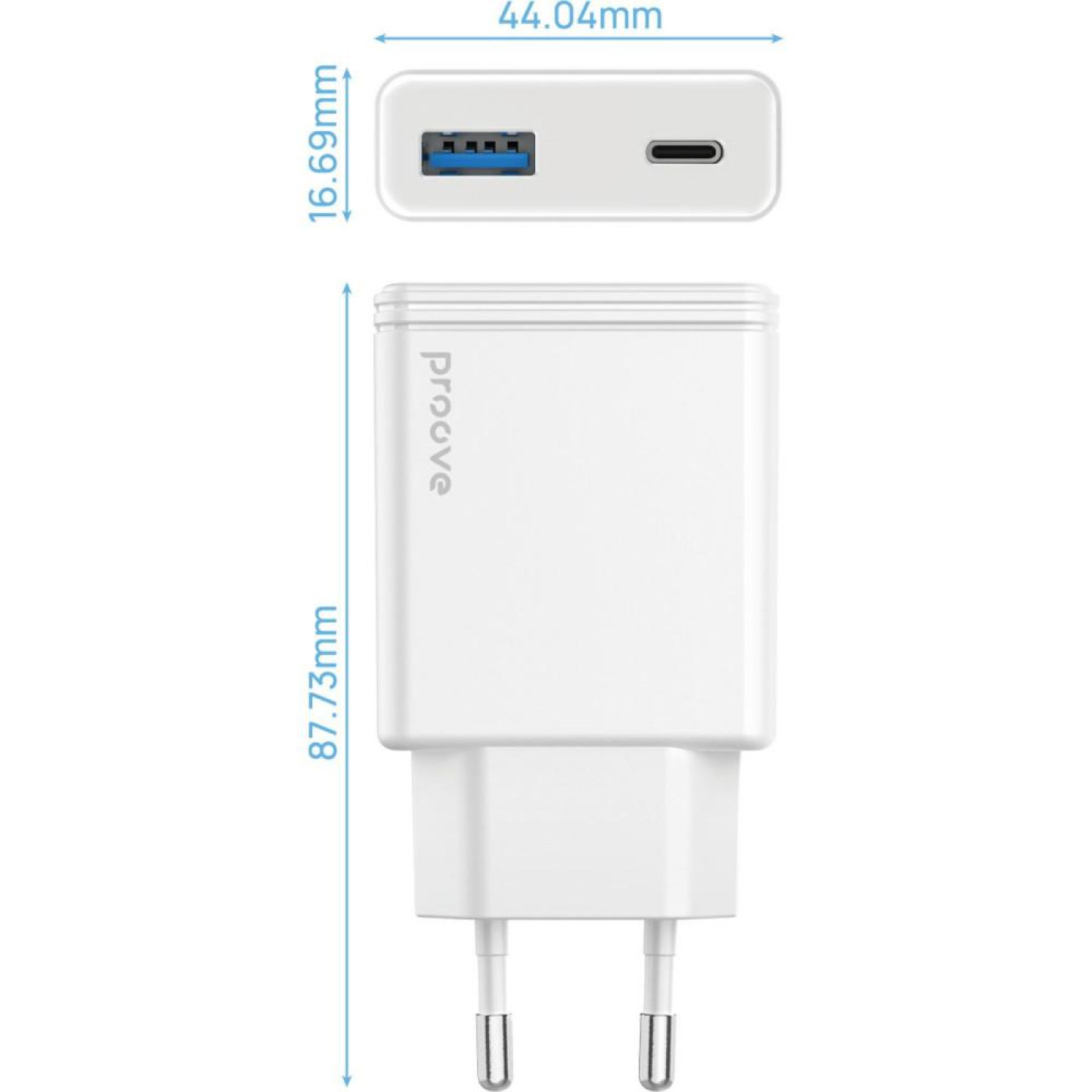 Зарядное устройство Proove Slender 45W (Type-C + USB) white (WCSL45110002)