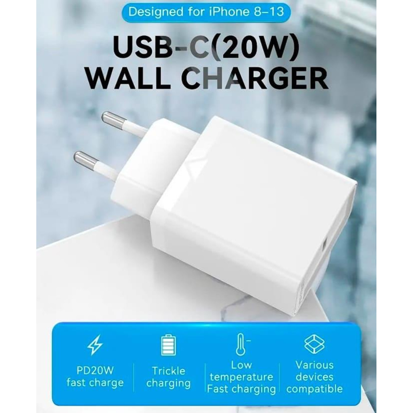 Зарядний пристрій Vention USB Type C + QC4.0 (20W) White (FADW0-EU)