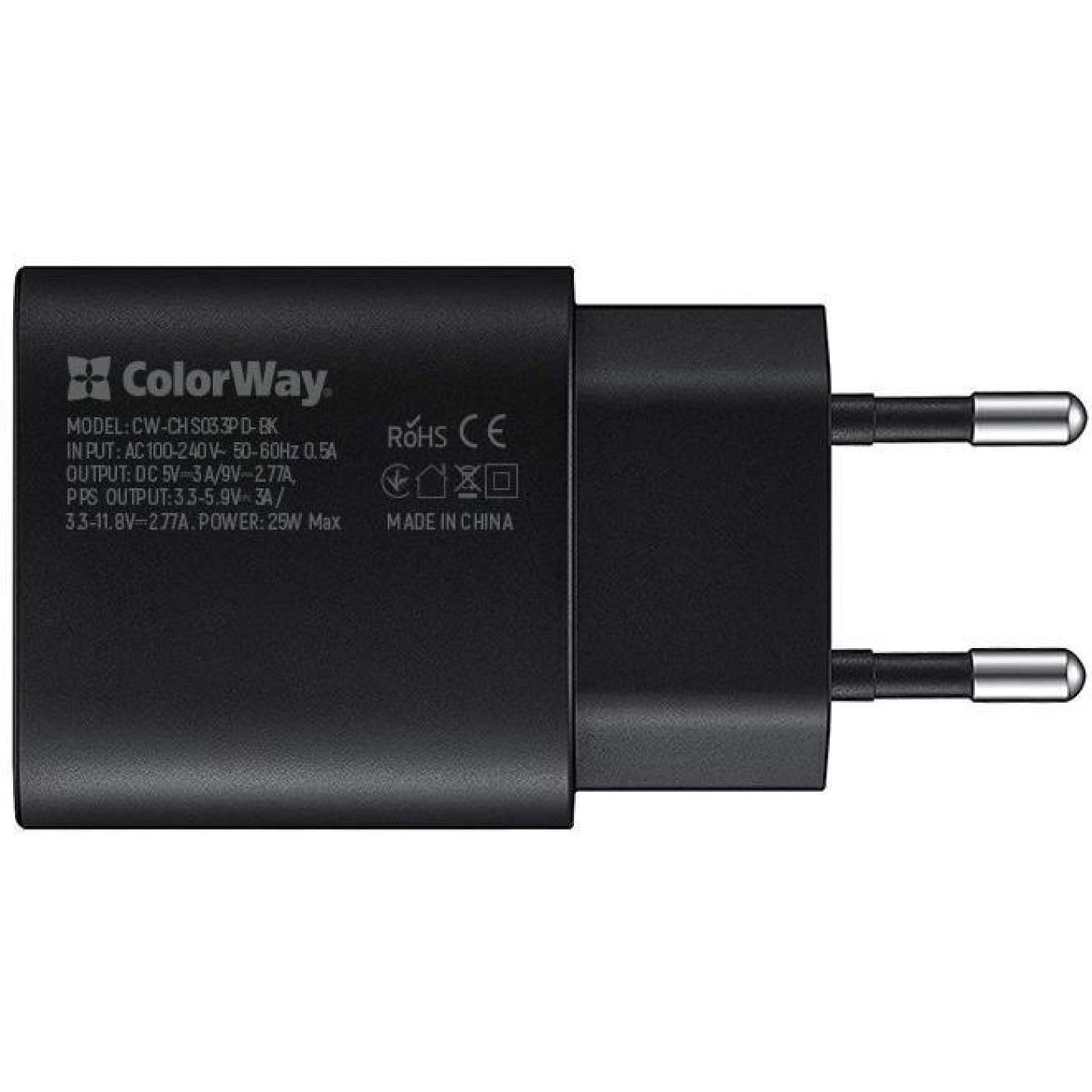 Зарядний пристрій ColorWay Power Delivery Port PPS USB Type-C (25W) black (CW-CHS033PD-BK)