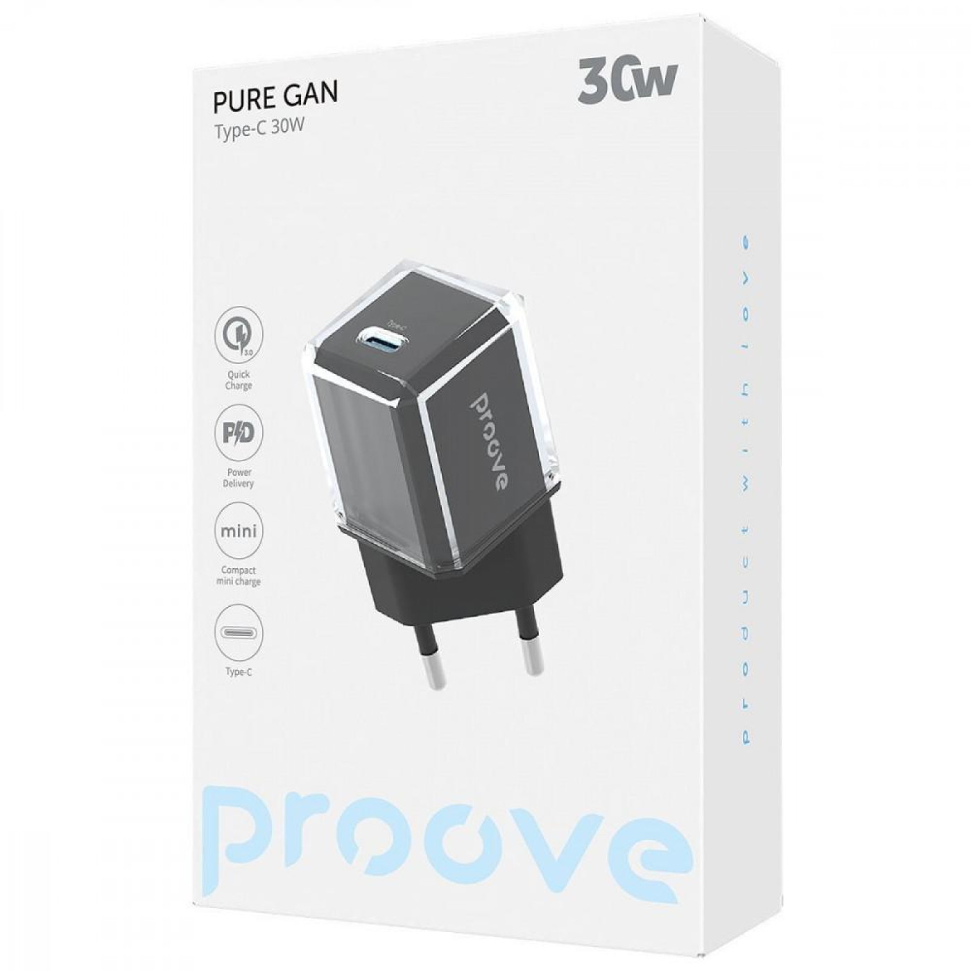 Зарядное устройство Proove Pure GaN 30W (Type-C) black (WCPU30012201)