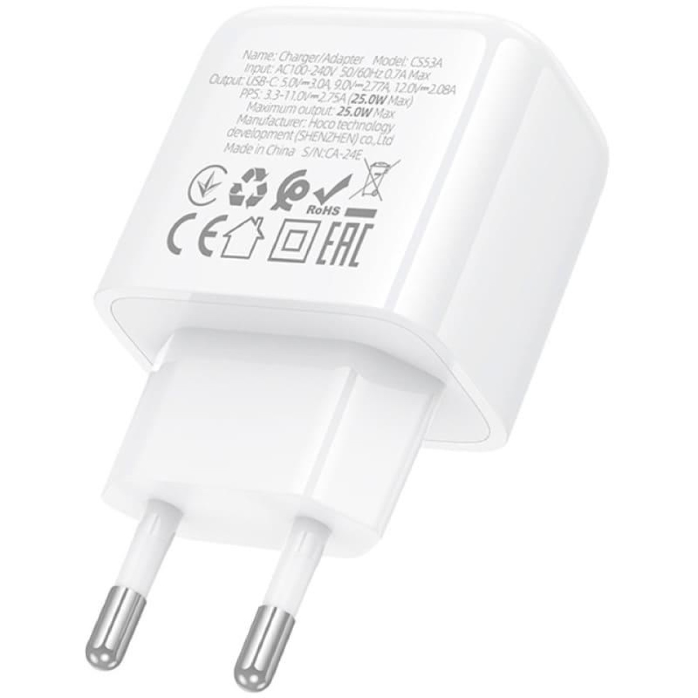 Зарядное устройство Hoco CS53A Surplus single port PD25W charger White (6942007631488)