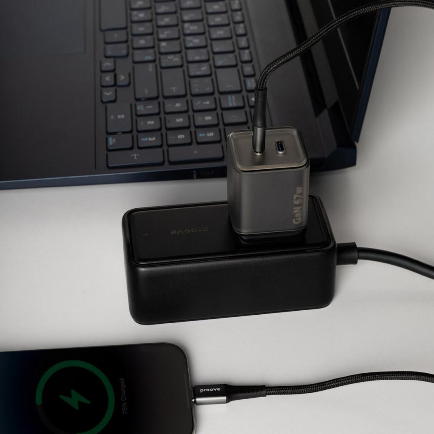 Зарядное устройство Proove Pure GaN Max 67W (Type-C + Type-C) black (WCPU67022201)