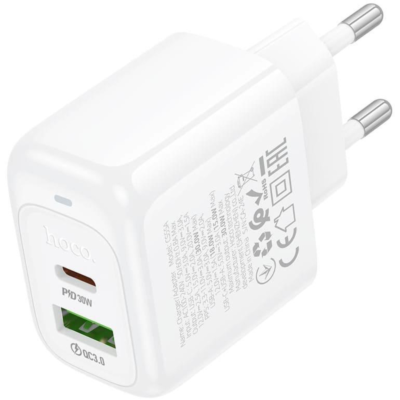 Зарядное устройство Hoco CS55A Surplus PD30W+QC3.0 charger White (6942007631549)