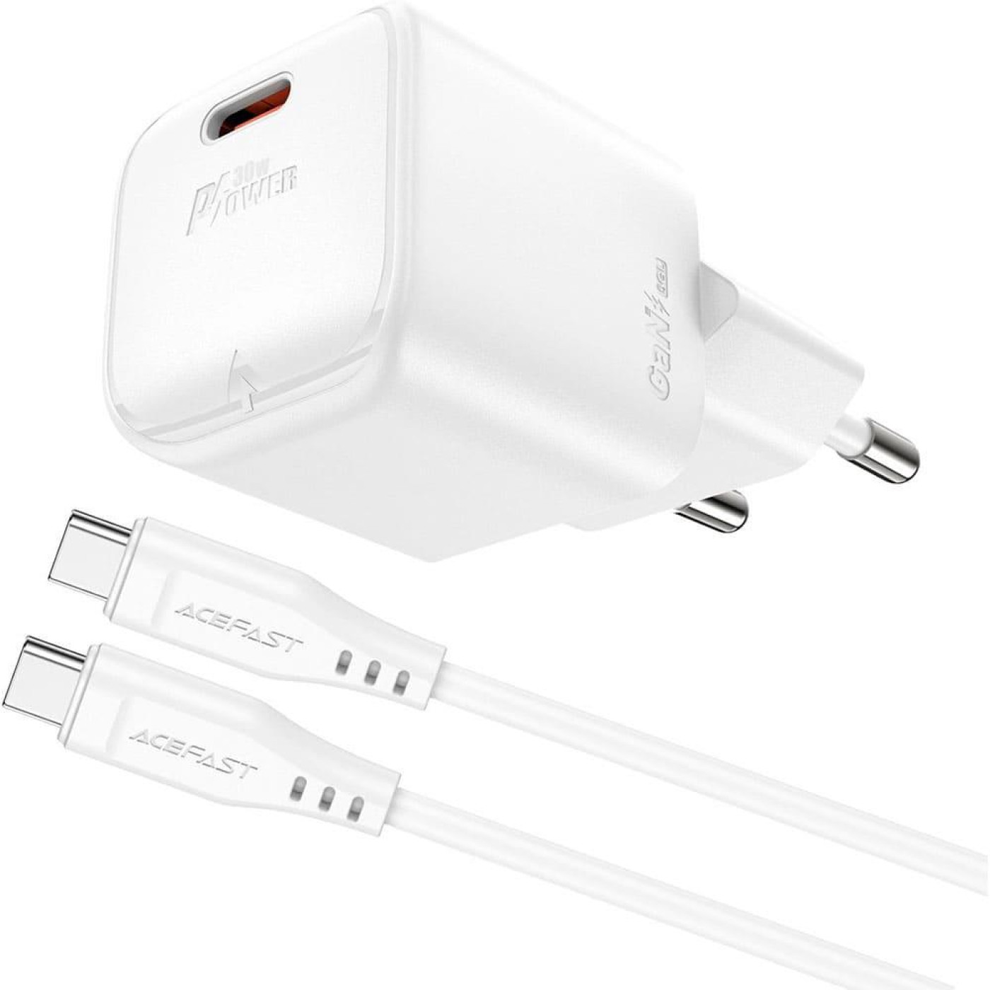 Зарядное устройство Acefast A77 mini PD30W GaN single USB-C charger set (C3-03) White (6974316282853)