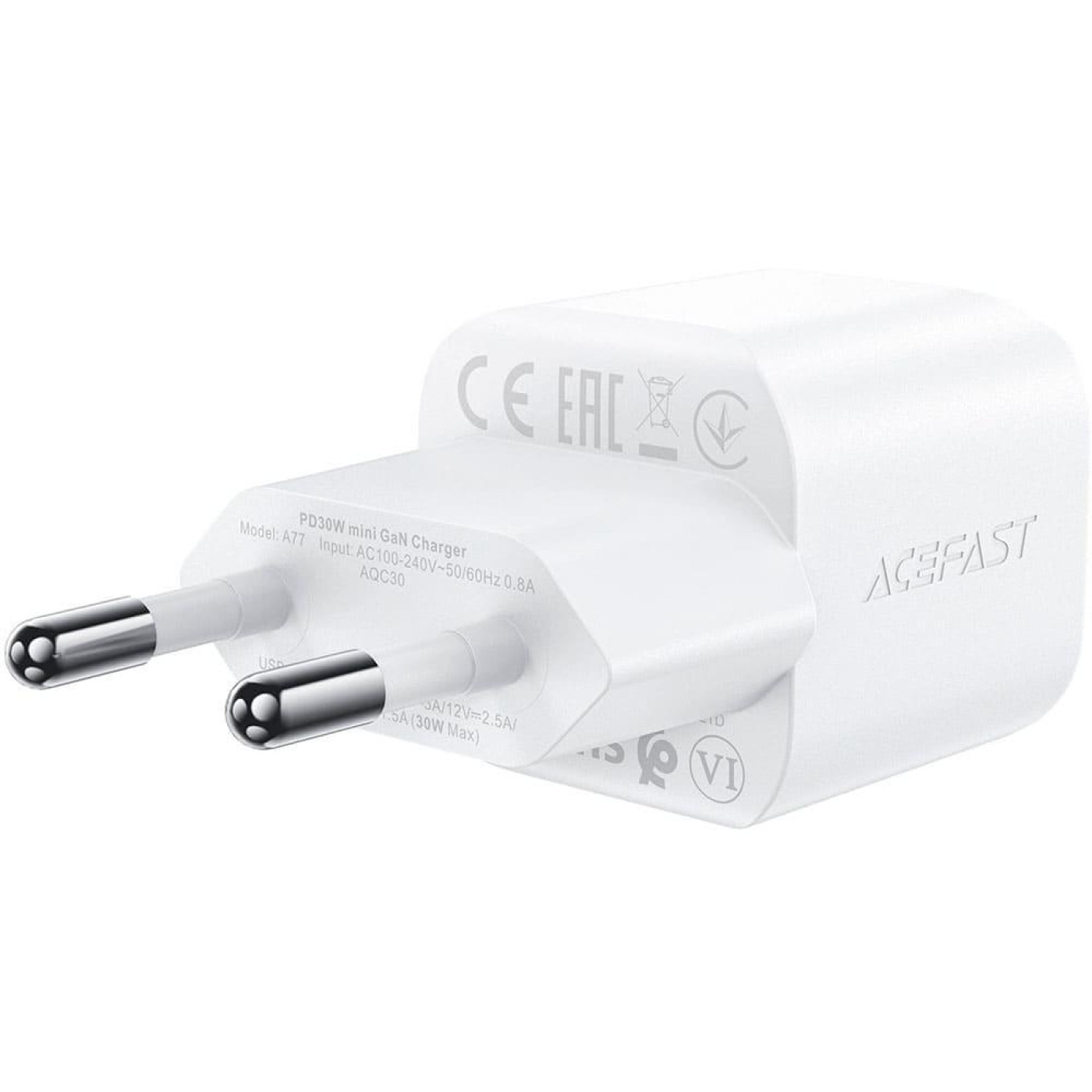 Зарядное устройство Acefast A77 mini PD30W GaN single USB-C charger set (C3-03) White (6974316282853)