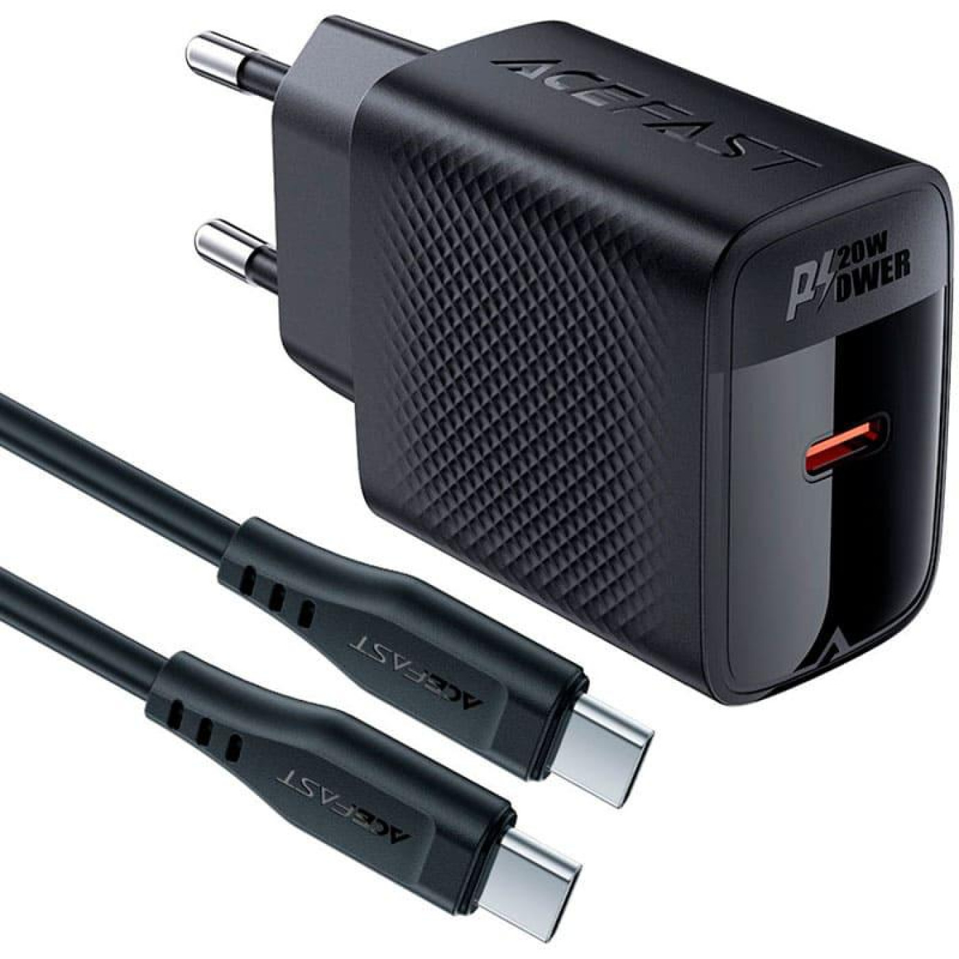Зарядное устройство Acefast A82 PD20W GaN single USB-C charger set (P5) (EU) Black (6974316280057)