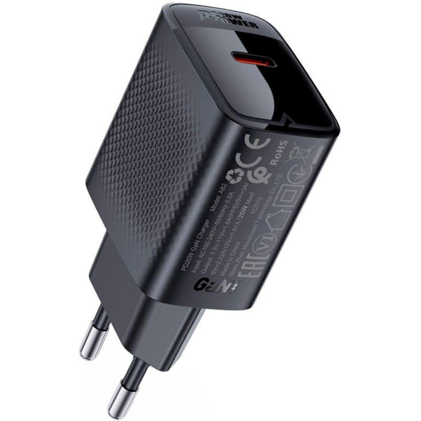 Зарядное устройство Acefast A82 PD20W GaN single USB-C charger set (P5) (EU) Black (6974316280057)