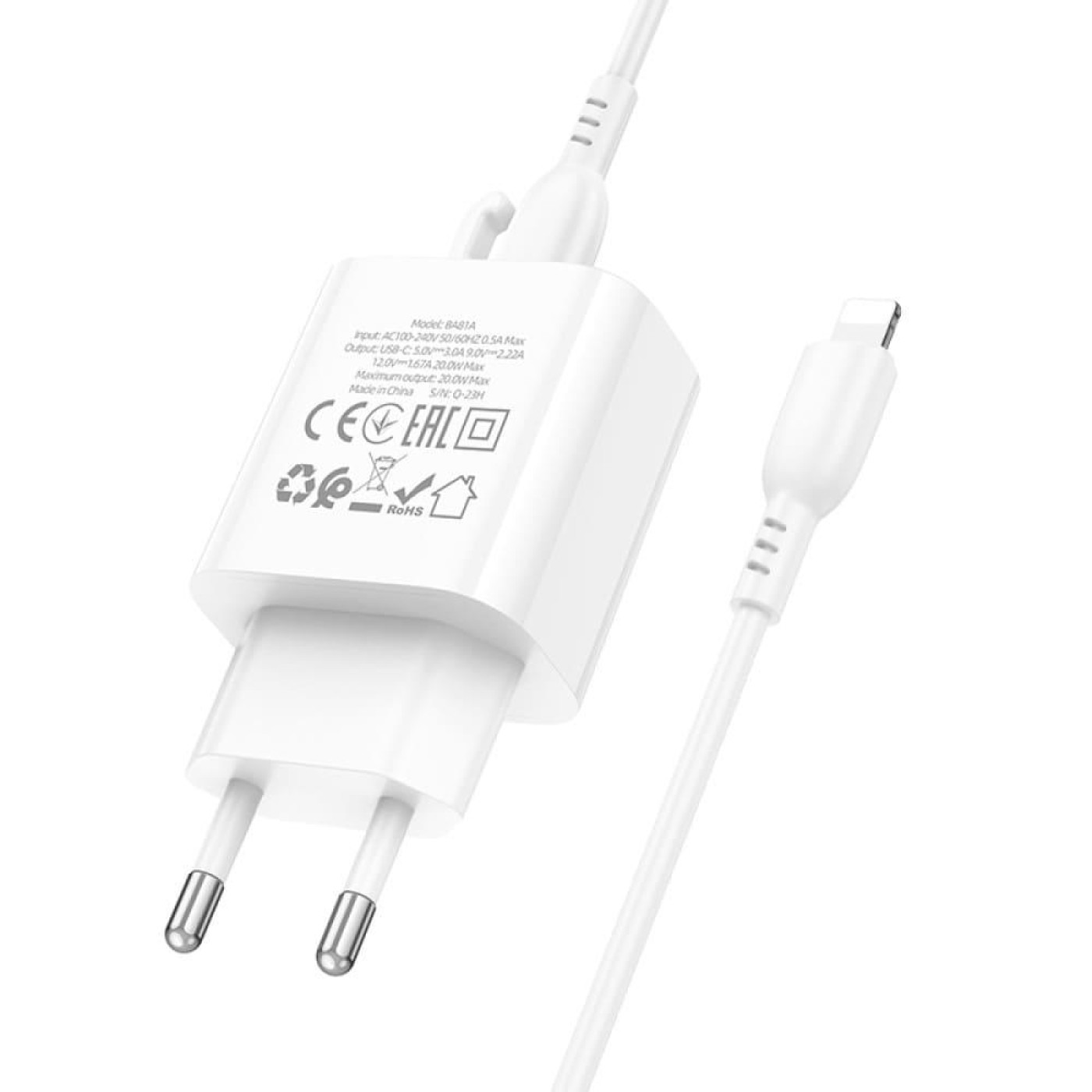 Зарядное устройство Borofone BA81A single port PD20W charger set (C to iP) (EU) White (6941991108198)