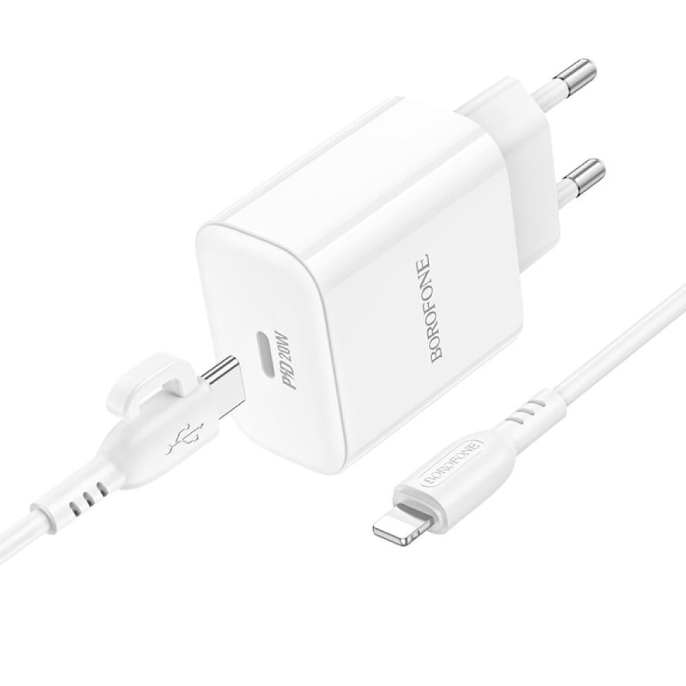 Зарядное устройство Borofone BA81A single port PD20W charger set (C to iP) (EU) White (6941991108198)