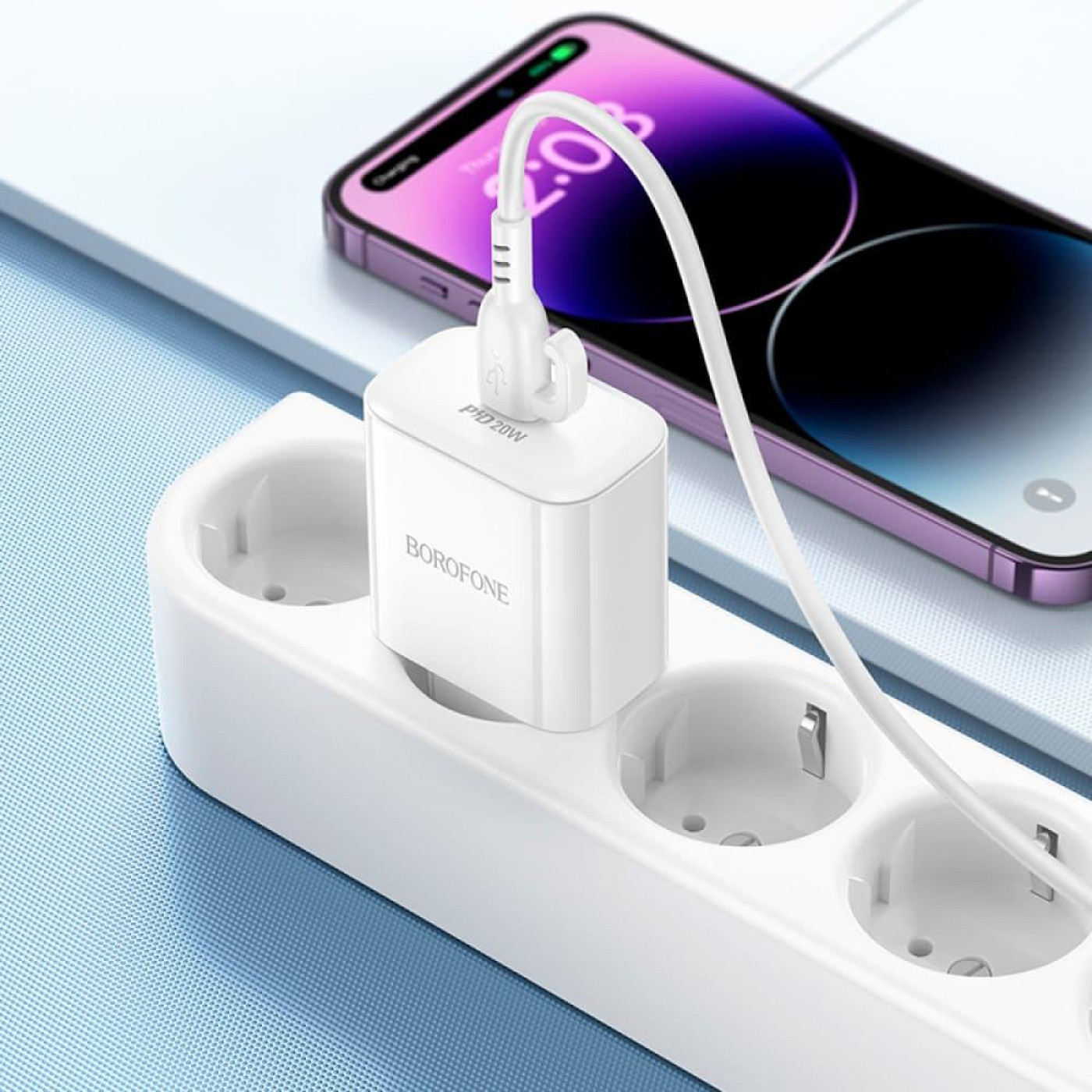 Зарядное устройство Borofone BA81A single port PD20W charger set (C to iP) (EU) White (6941991108198)