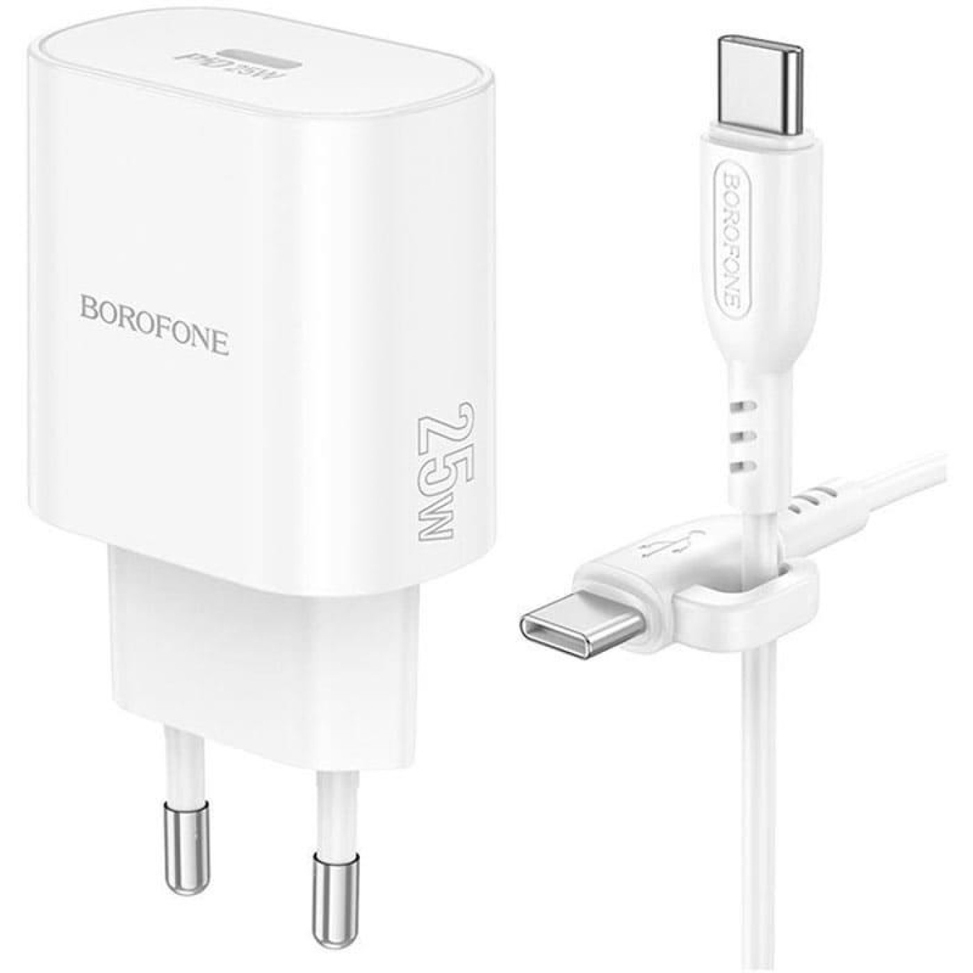 Зарядное устройство Borofone BA82A Platinum single port PD25W charger set(C to C)(EU) White (6941991112270)