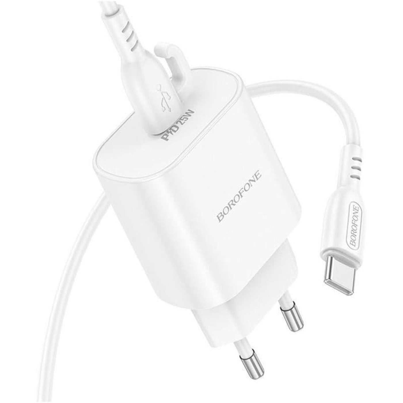 Зарядное устройство Borofone BA82A Platinum single port PD25W charger set(C to C)(EU) White (6941991112270)