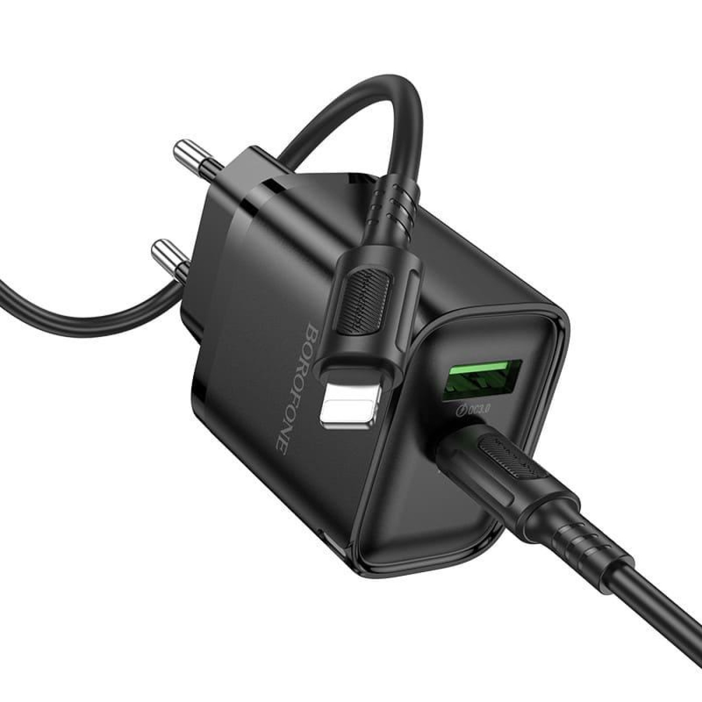 Зарядное устройство Borofone BA83A Flare star PD20W+QC3.0 charger set(C to iP) Black (6941991117350)