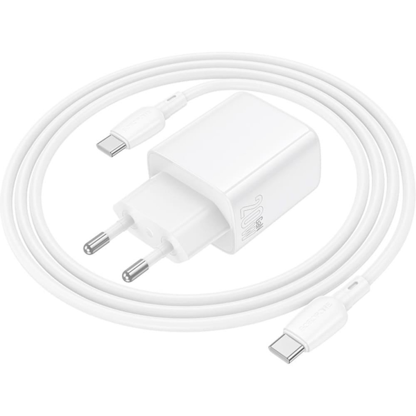 Зарядное устройство Borofone BN26 Fuente single-port PD20W charger set (C to C) (EU) White (6941991120251)