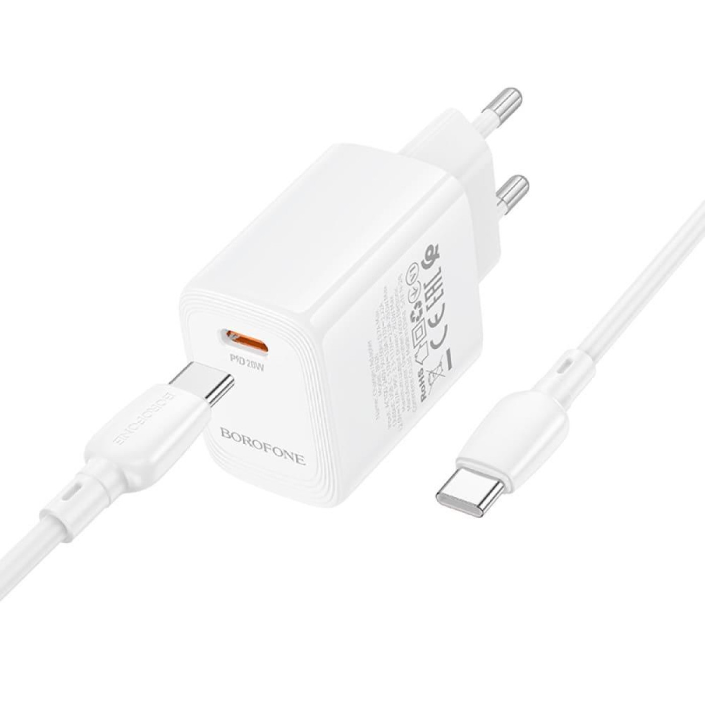 Зарядное устройство Borofone BN26 Fuente single-port PD20W charger set (C to C) (EU) White (6941991120251)