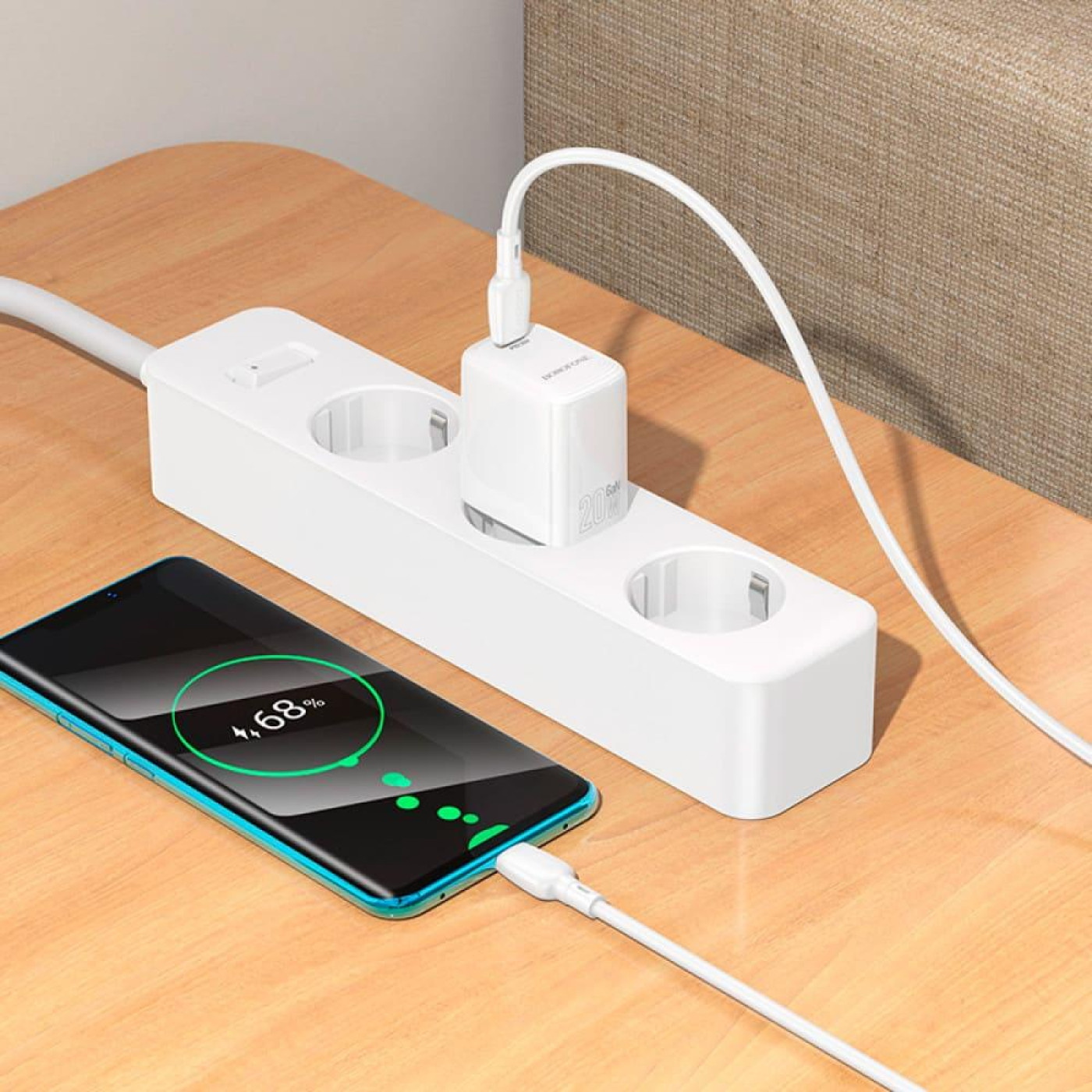 Зарядное устройство Borofone BN26 Fuente single-port PD20W charger set (C to C) (EU) White (6941991120251)