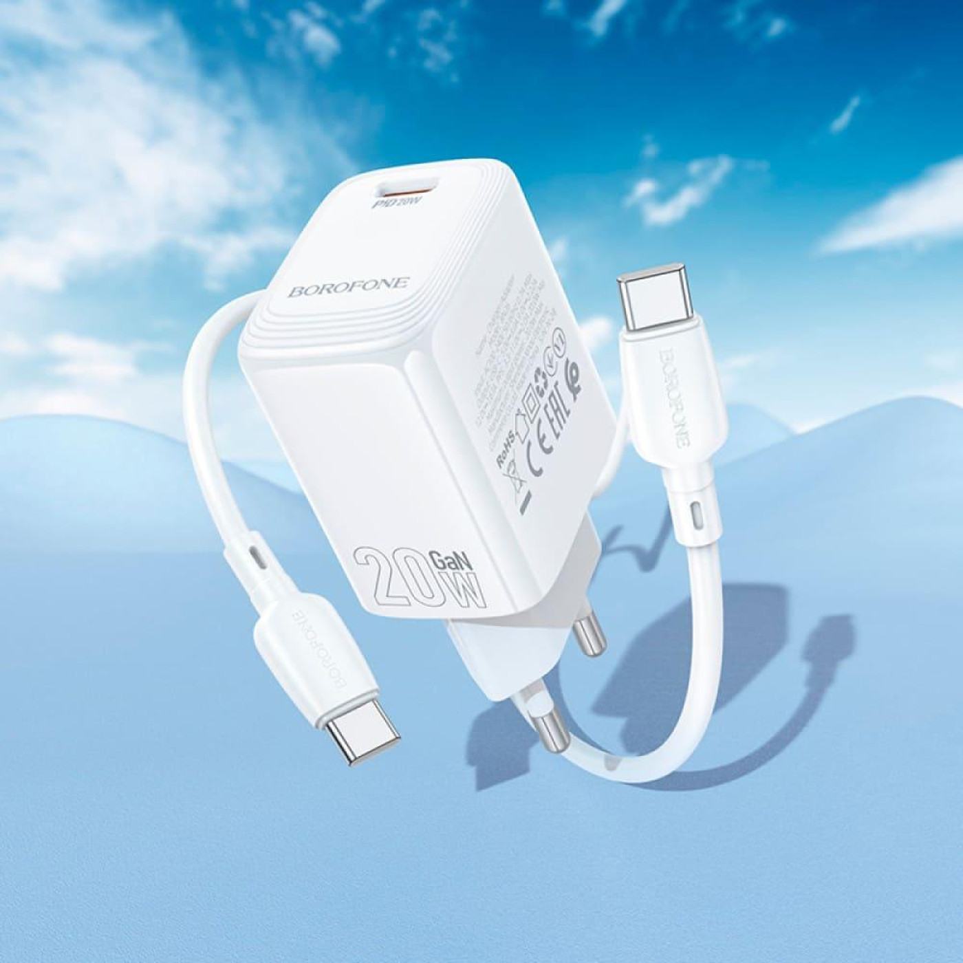 Зарядное устройство Borofone BN26 Fuente single-port PD20W charger set (C to C) (EU) White (6941991120251)