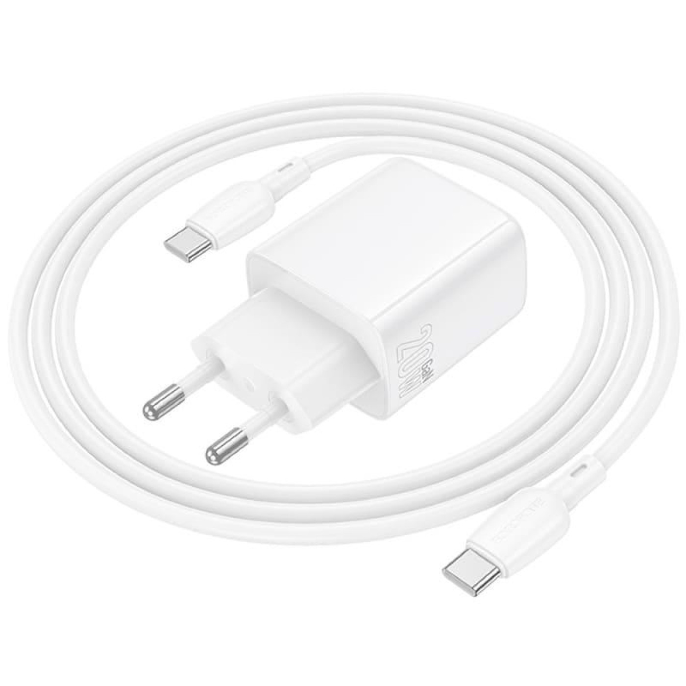 Зарядное устройство Borofone BN27 Fuente PD20W+QC3.0 charger set (C to C) (EU) White (6941991120282)