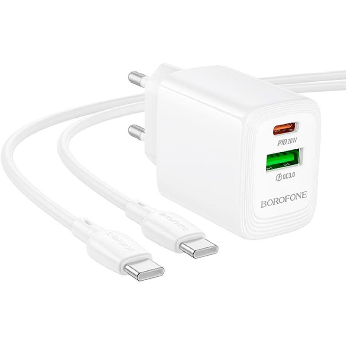 Зарядное устройство Borofone BN27 Fuente PD20W+QC3.0 charger set (C to C) (EU) White (6941991120282)