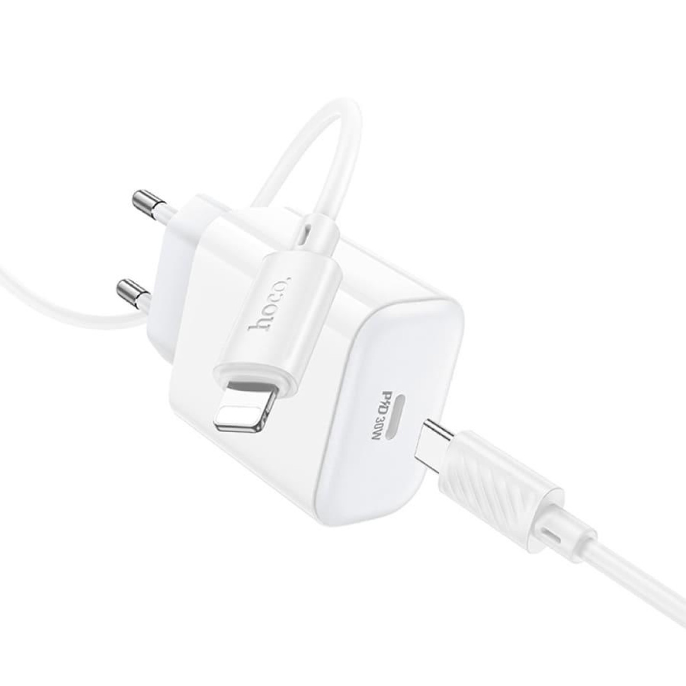 Зарядное устройство Hoco C76A Pro Majestic single port PD30W charger set (C to iP)(EU) White (6942007616317)