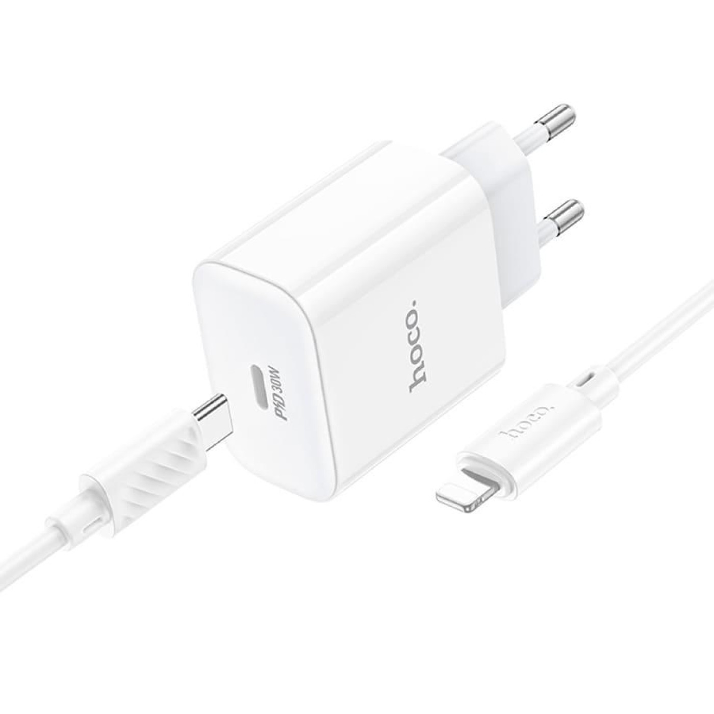 Зарядное устройство Hoco C76A Pro Majestic single port PD30W charger set (C to iP)(EU) White (6942007616317)