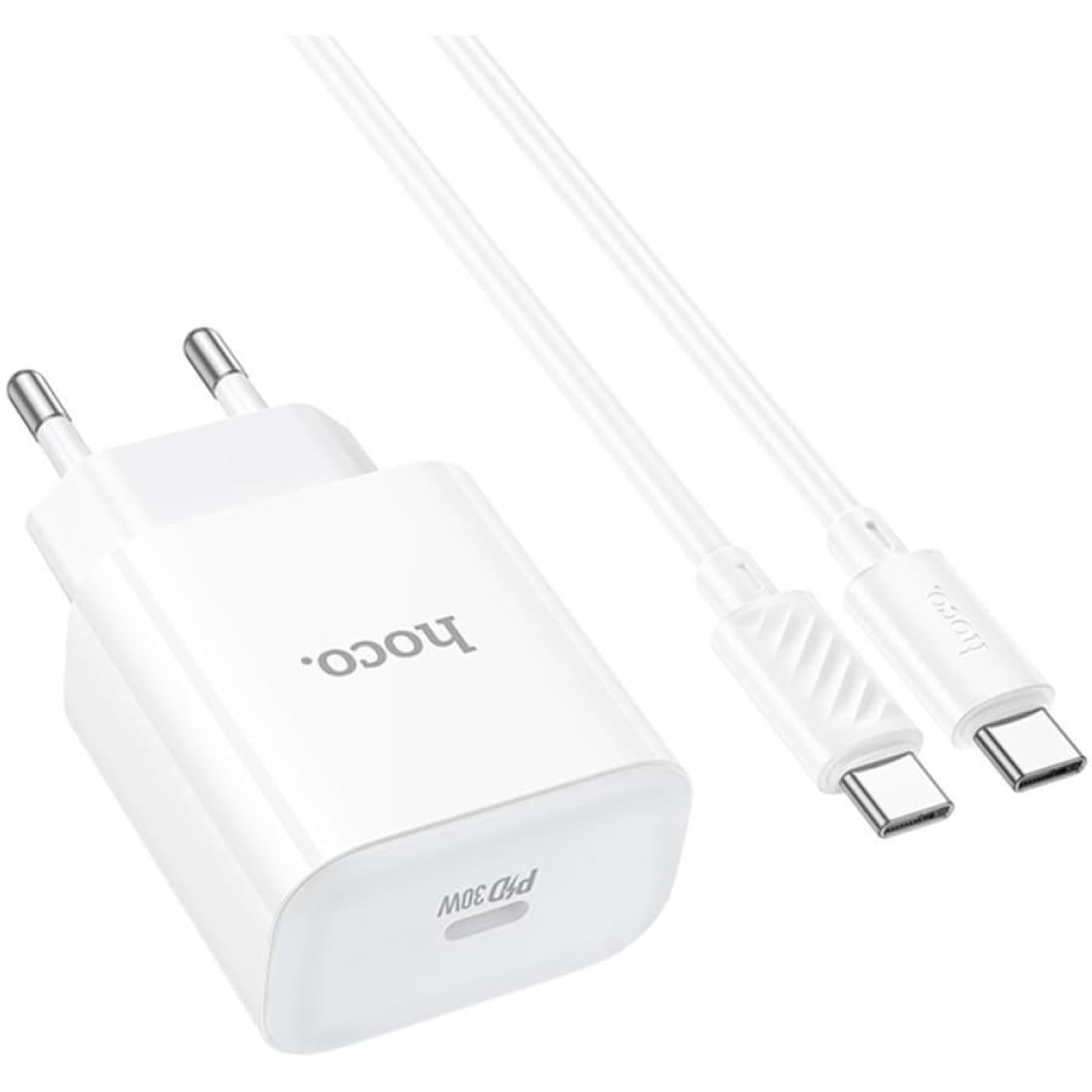 Зарядное устройство Hoco C76A Pro Majestic single port PD30W charger set (Type-C to Type-C)(EU) White (6942007616324)