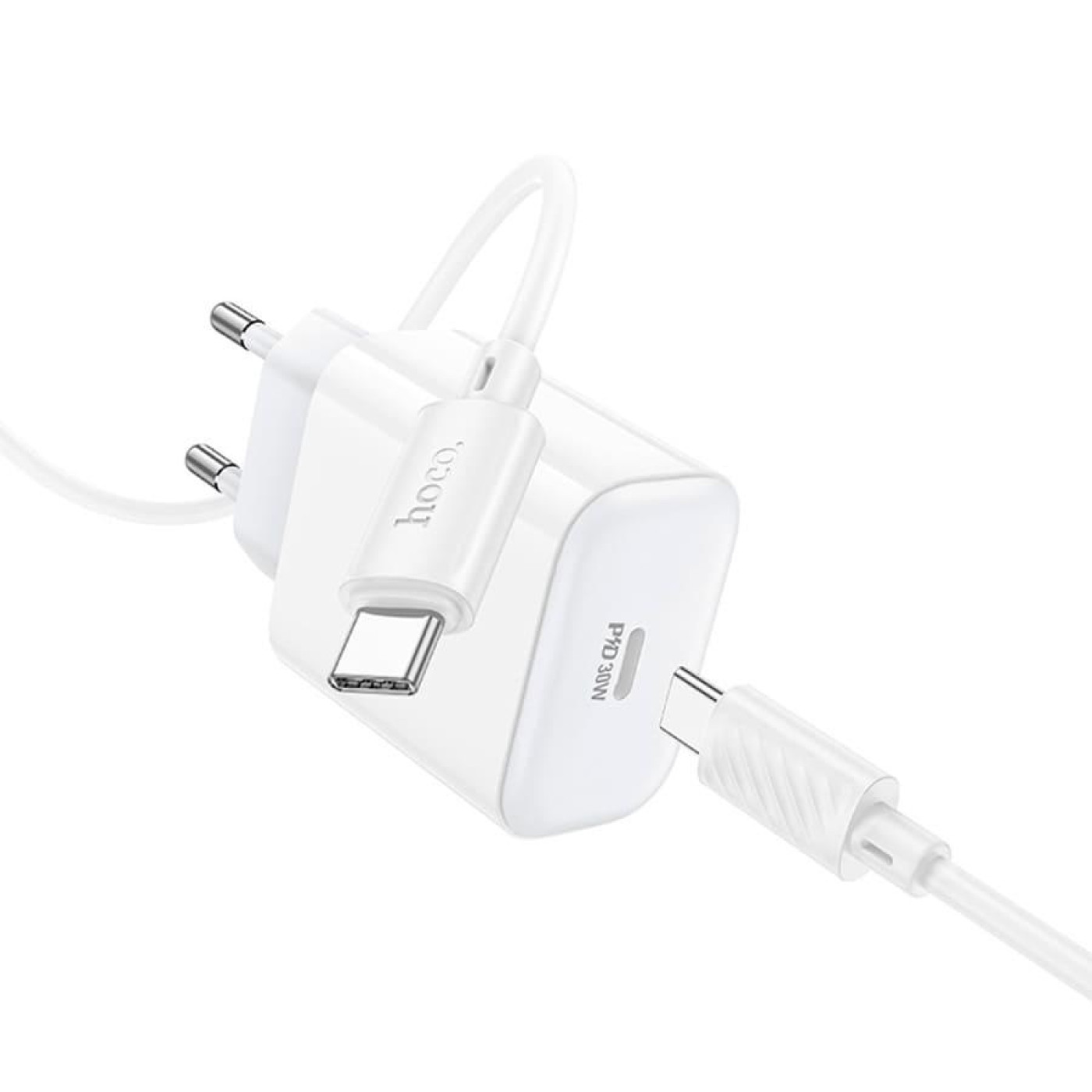Зарядное устройство Hoco C76A Pro Majestic single port PD30W charger set (Type-C to Type-C)(EU) White (6942007616324)