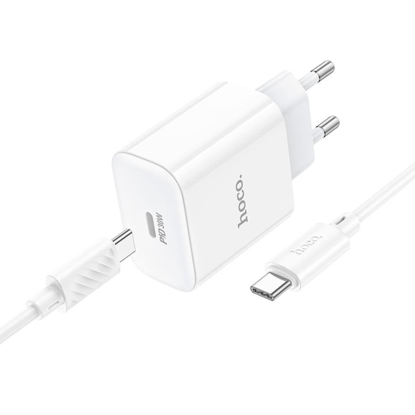 Зарядное устройство Hoco C76A Pro Majestic single port PD30W charger set (Type-C to Type-C)(EU) White (6942007616324)
