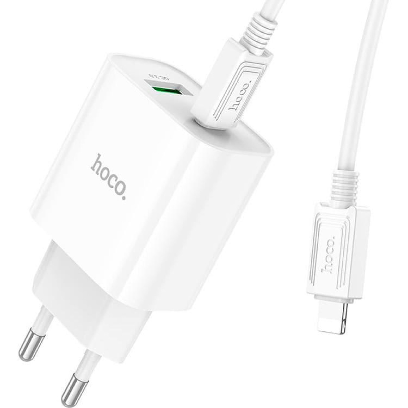 Зарядное устройство Hoco C80A Plus Rapido PD20W+QC3.0 charger set(C to iP) White (6931474779892)