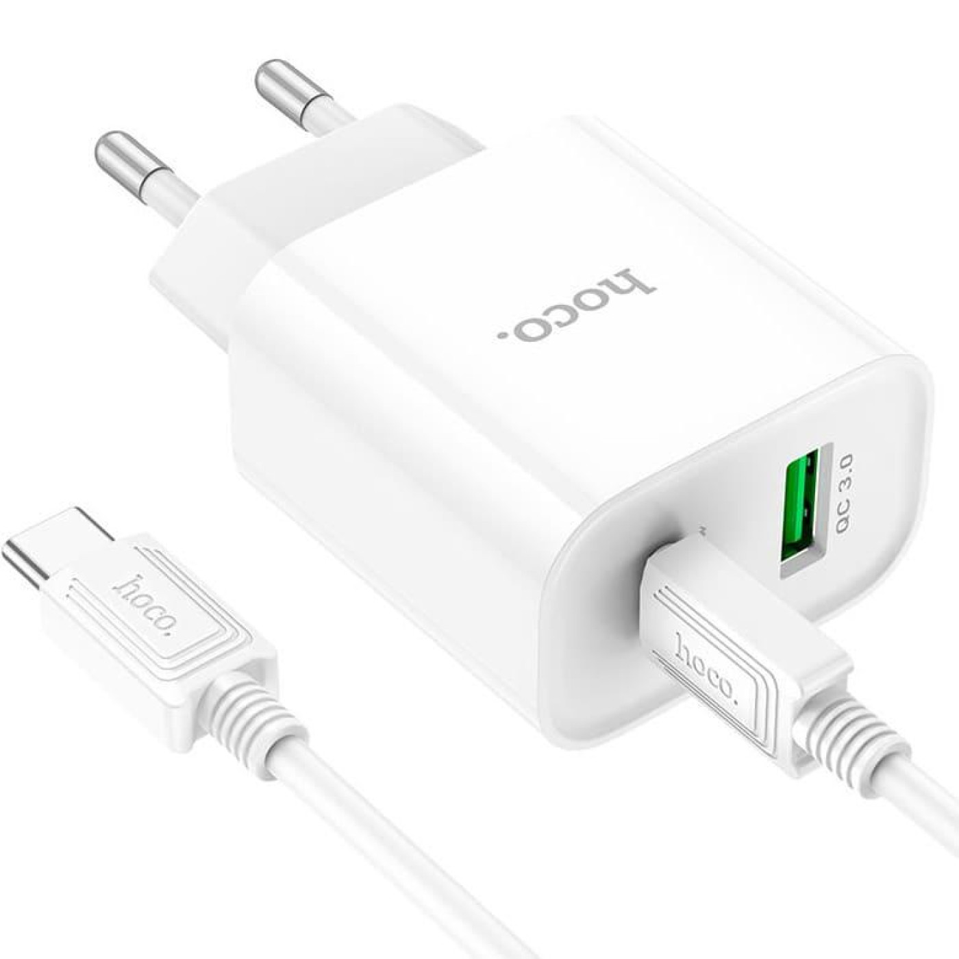 Зарядное устройство Hoco C80A Plus Rapido PD20W+QC3.0 charger set(Type-C to Type-C) White (6931474779908)