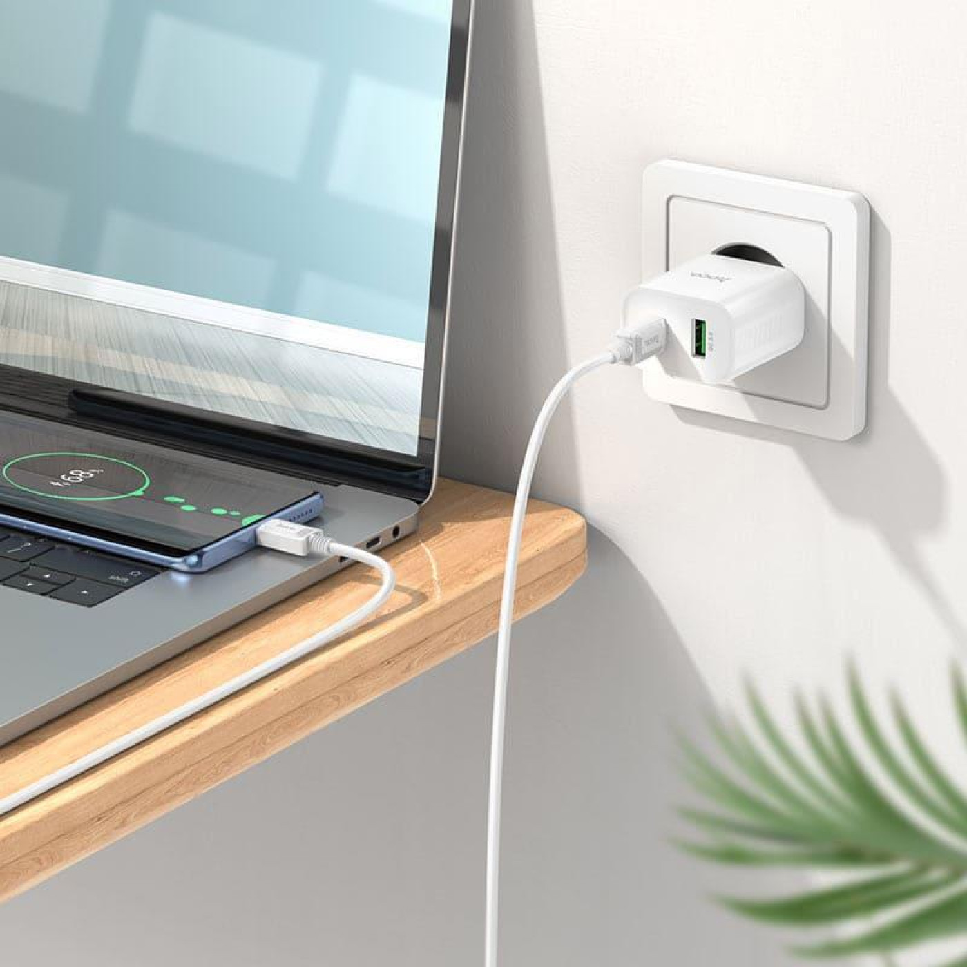 Зарядное устройство Hoco C80A Plus Rapido PD20W+QC3.0 charger set(Type-C to Type-C) White (6931474779908)